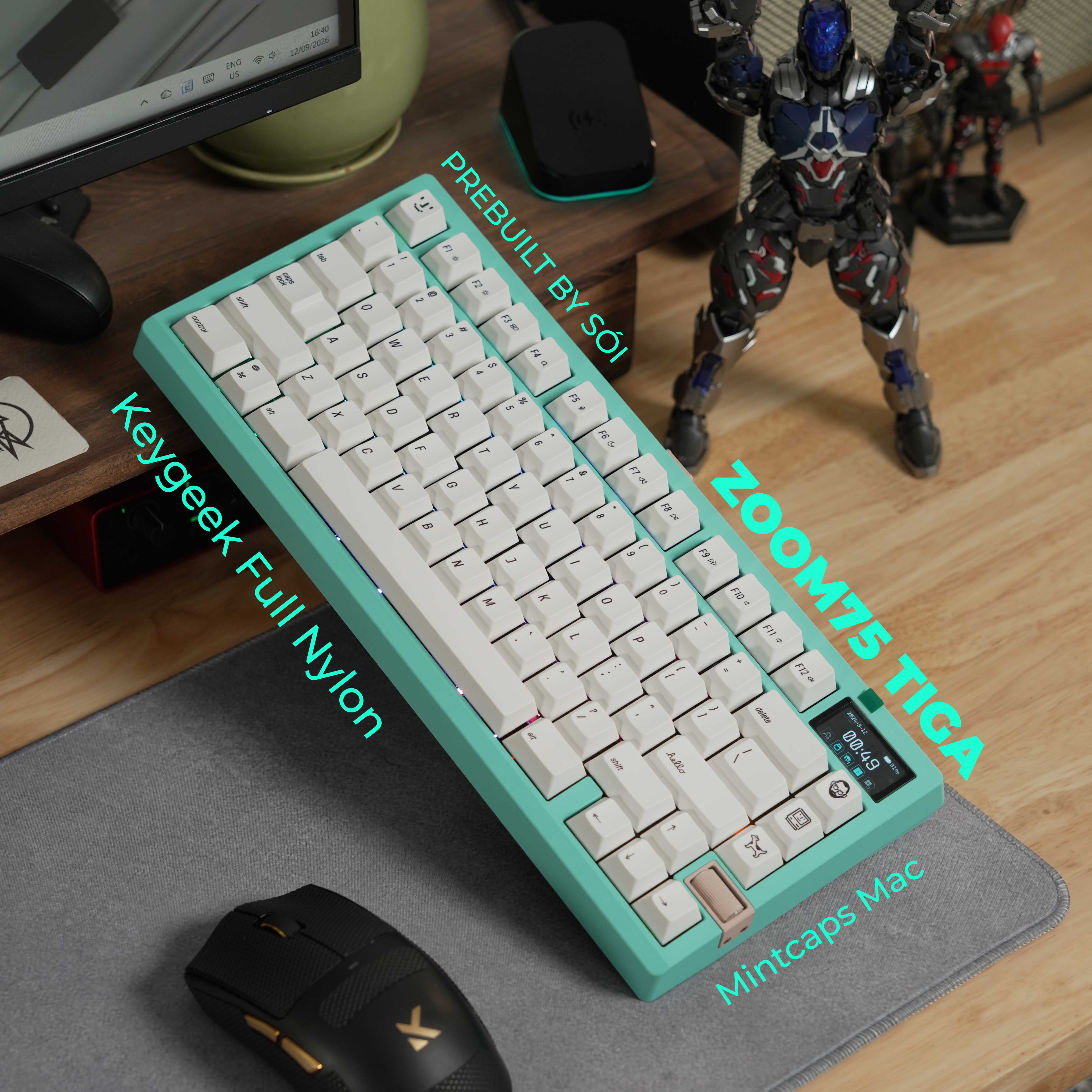 [Prebuilt by Sói] Zoom75 Tiga Aquamarine - Keygeek Full Nylon - Mintcap MAC
