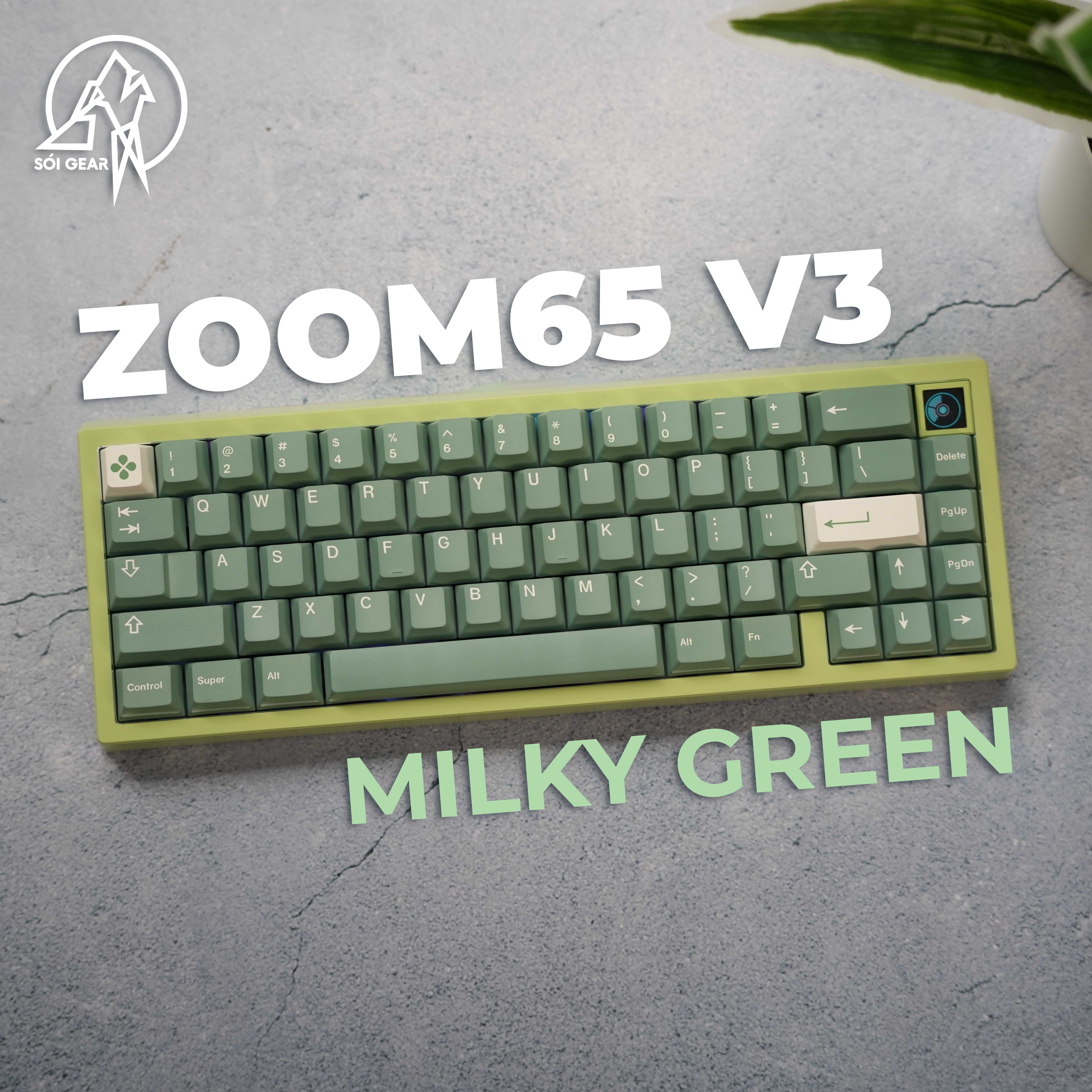 [Prebuilt by Sói] Zoom65 V3 Milky Green - Keygeek MZ Y3X  - GMK CYL Camping R3