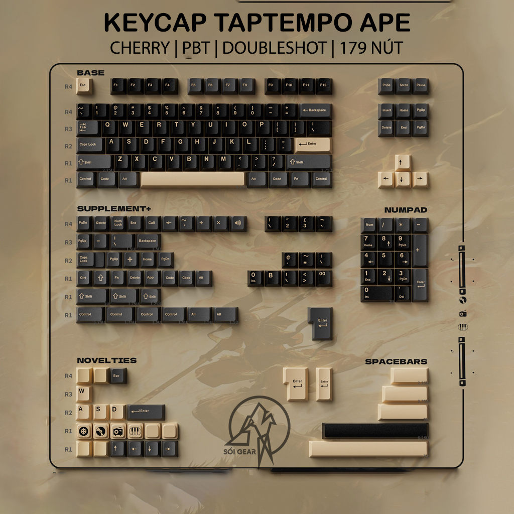 Keycap Cherry TapTempo Ape PBT Doubleshot