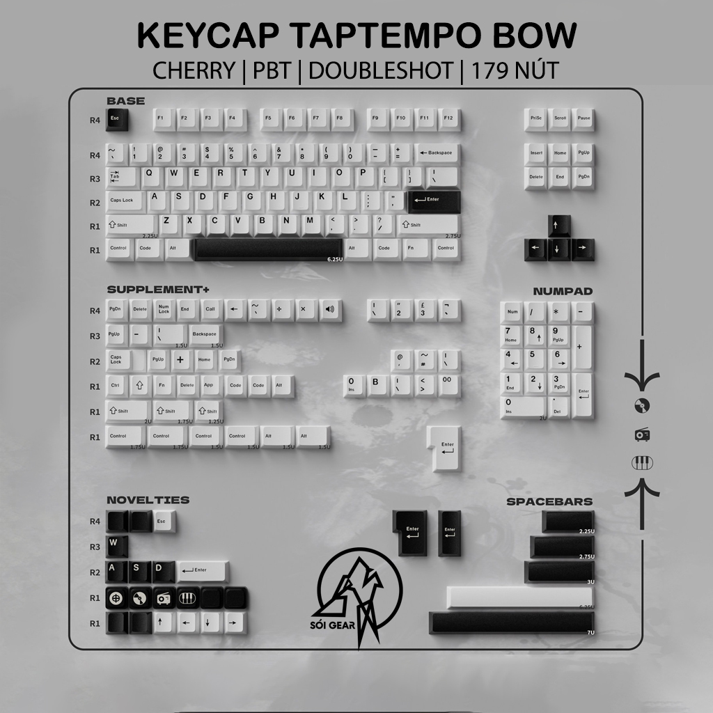 Keycap Cherry TapTempo BOW PBT Doubleshot