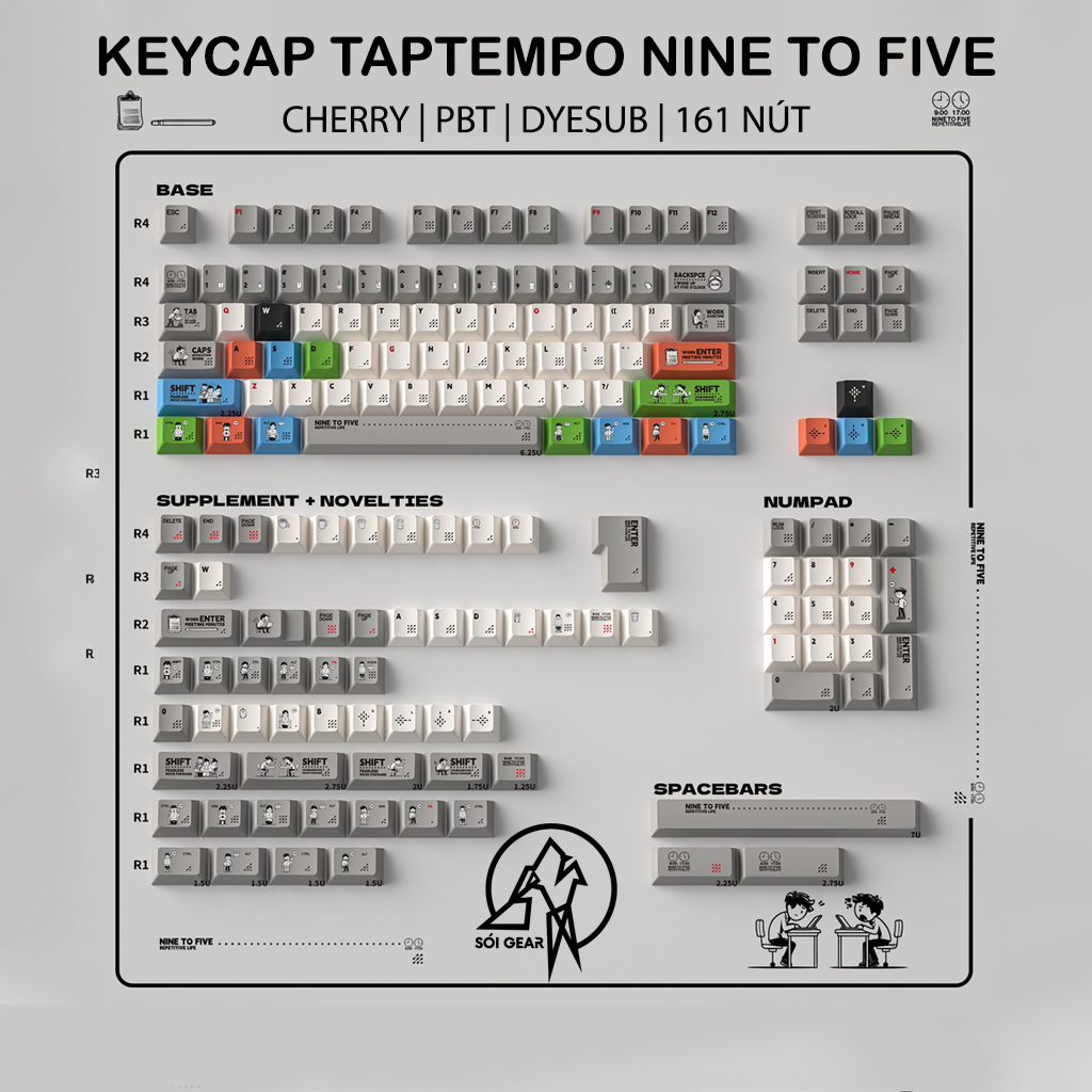 Keycap Cherry TapTempo Nine To Five PBT Doubleshot
