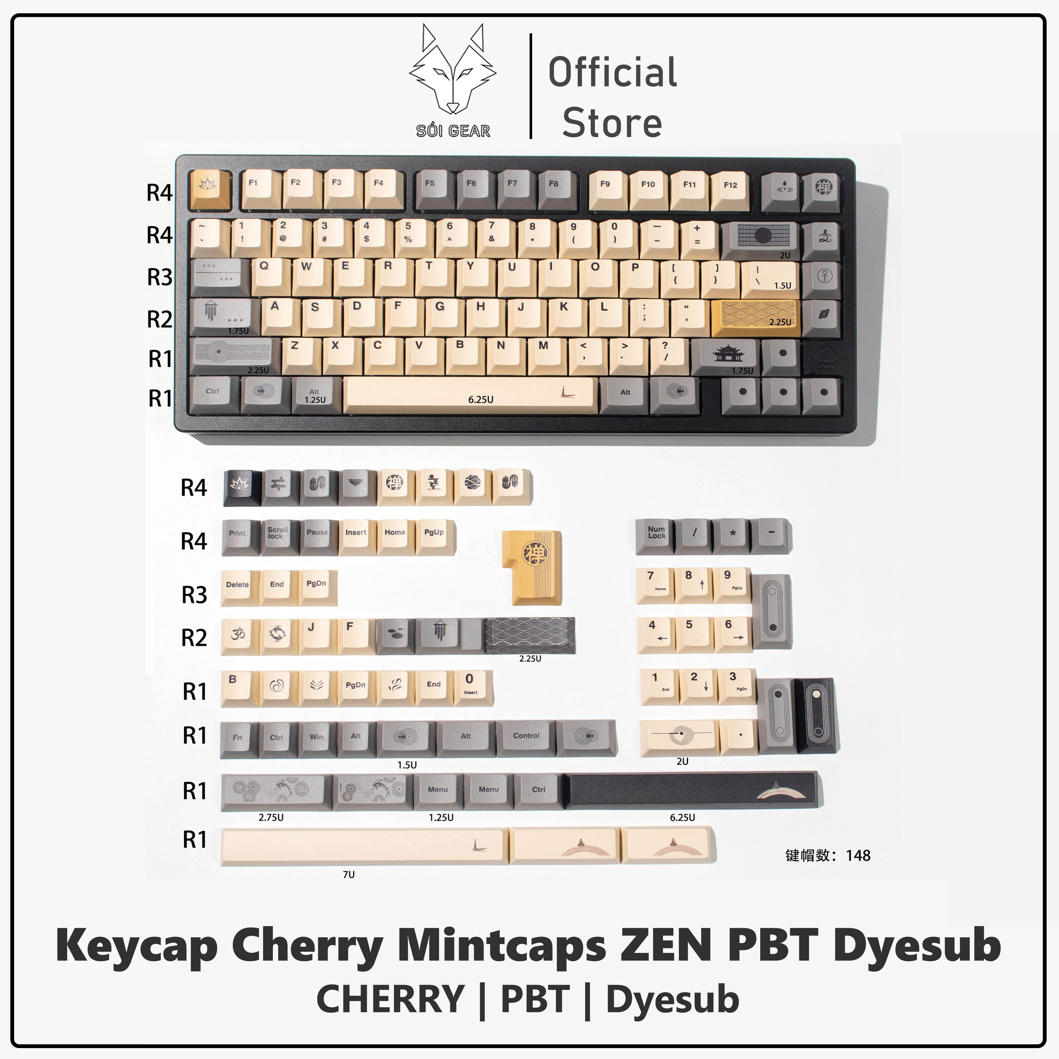 Keycap Cherry Mintcaps ZEN PBT Dyesub