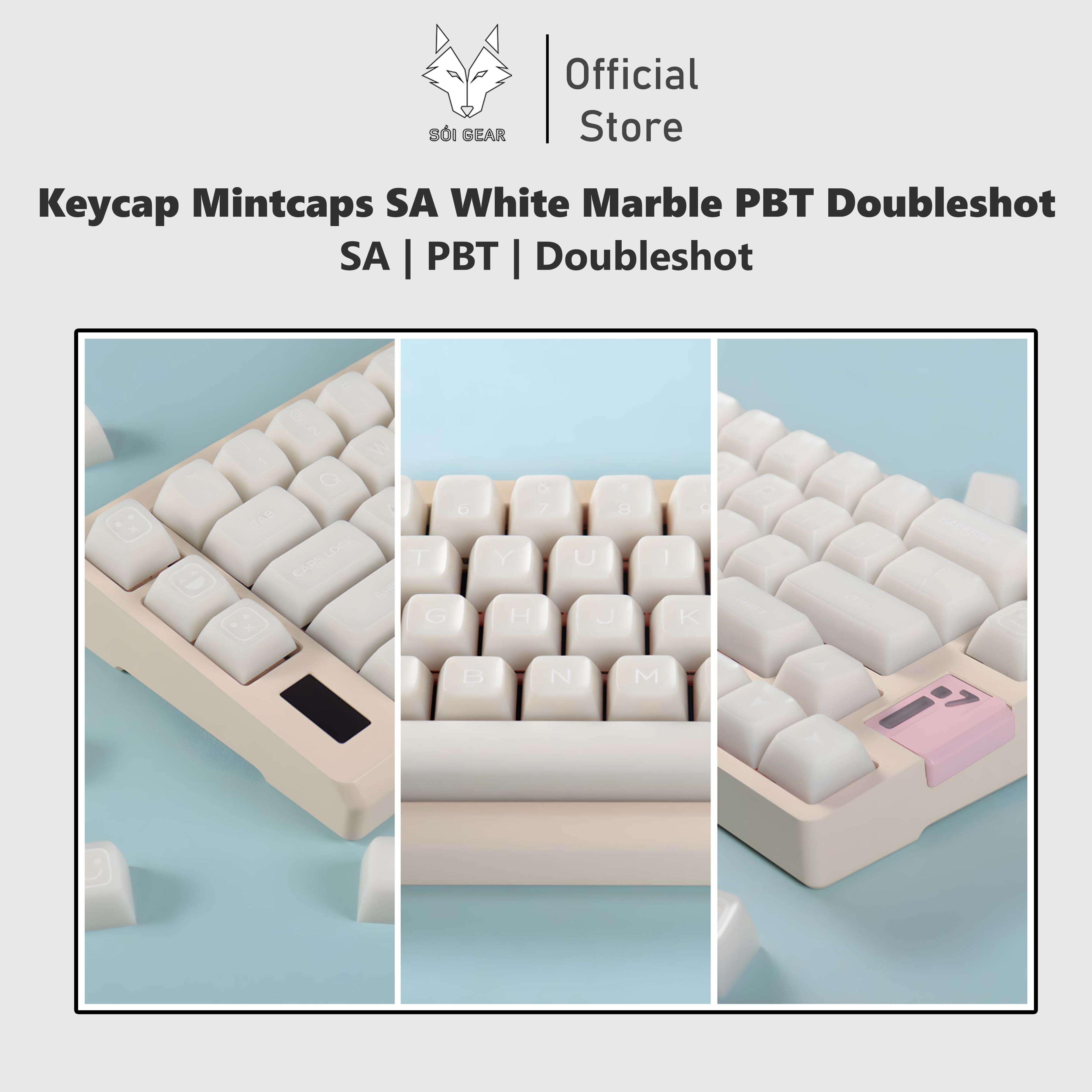 Keycap SA White Marble Mintcaps  PBT doubleshot