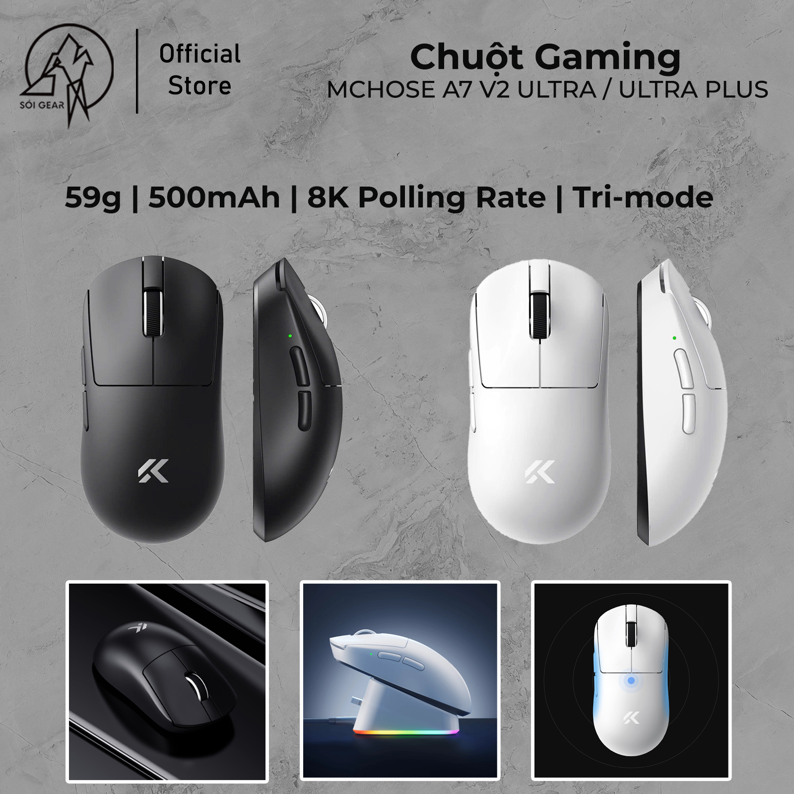 [In Stock] Chuột gaming không dây Mchose A7 V2 Ultra | A7 V2 Ultra Plus