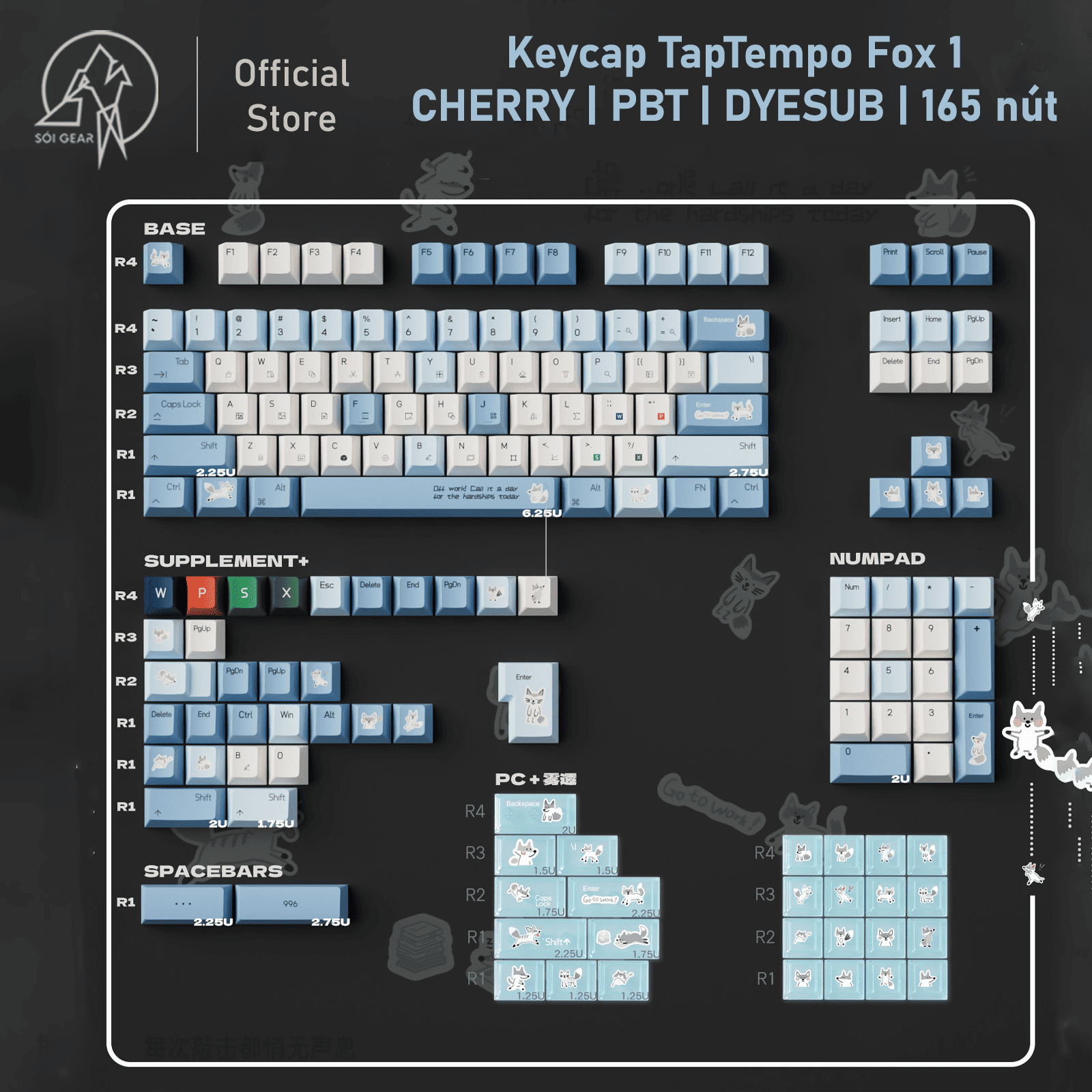 [In Stock] Keycap Cherry TapTempo Fox 1 PBT Dyesub