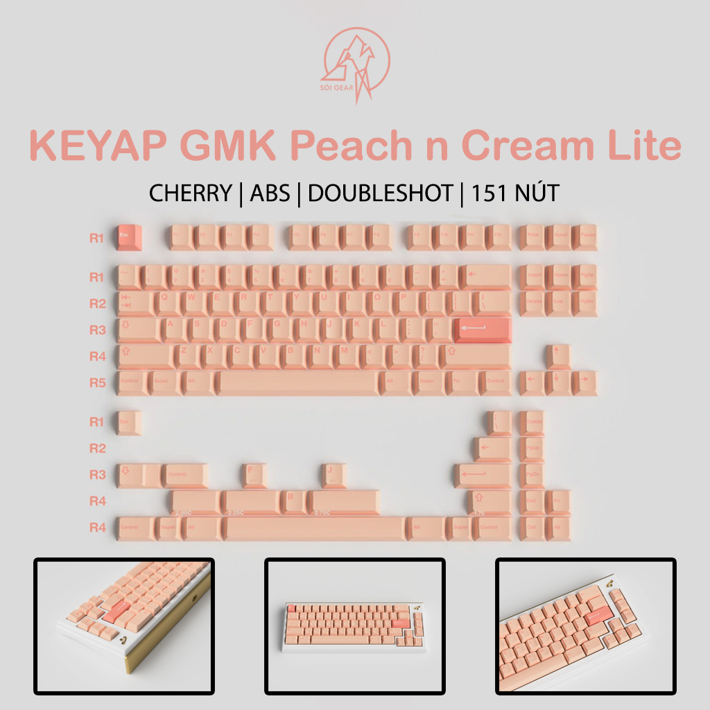 Keycap Cherry GMK Peach n Cream Lite ABS Doubleshot