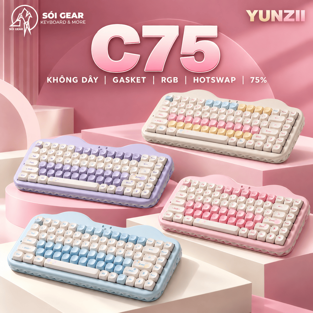 Bàn phím cơ YUNZII C75