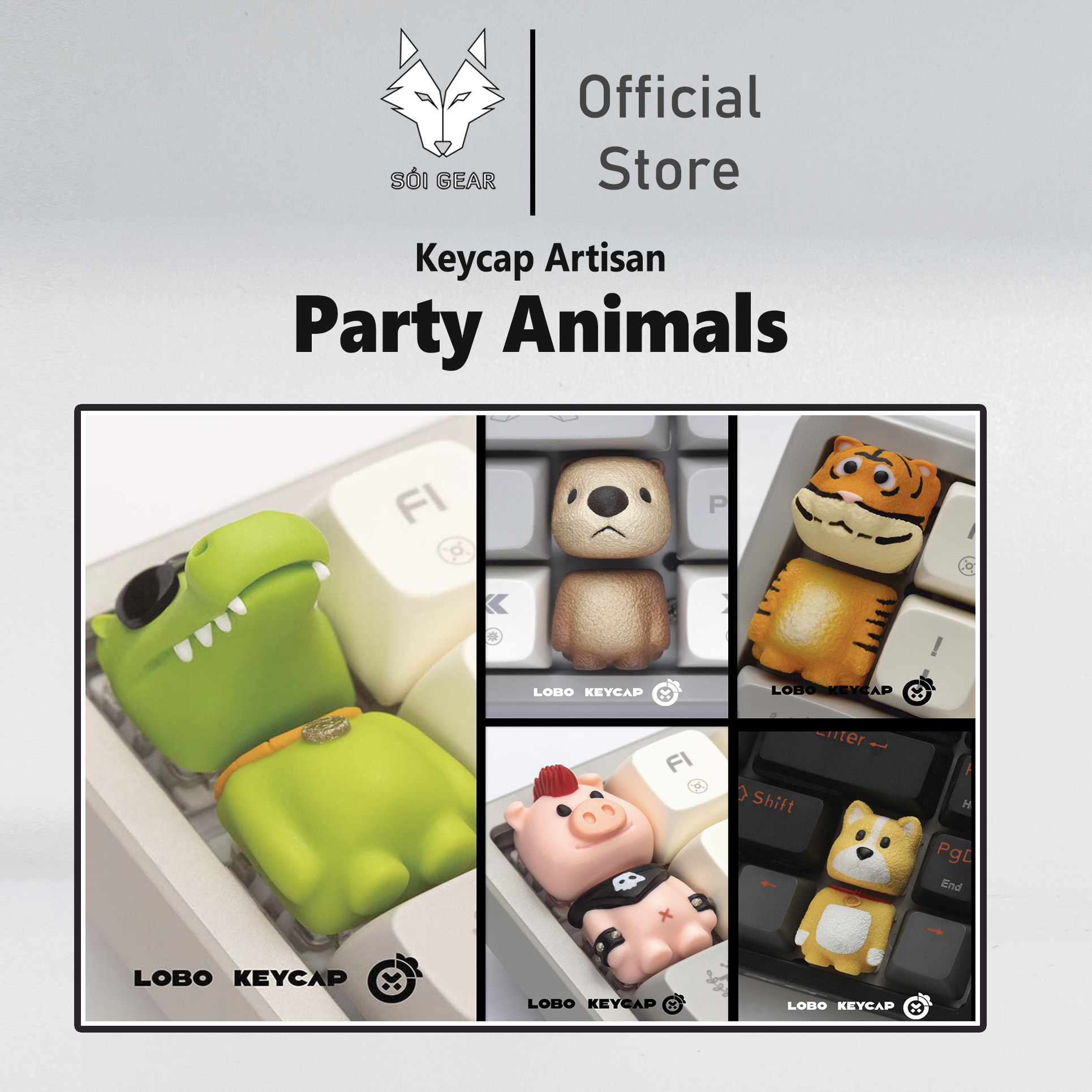Keycap Lobo Artisan Party Animals
