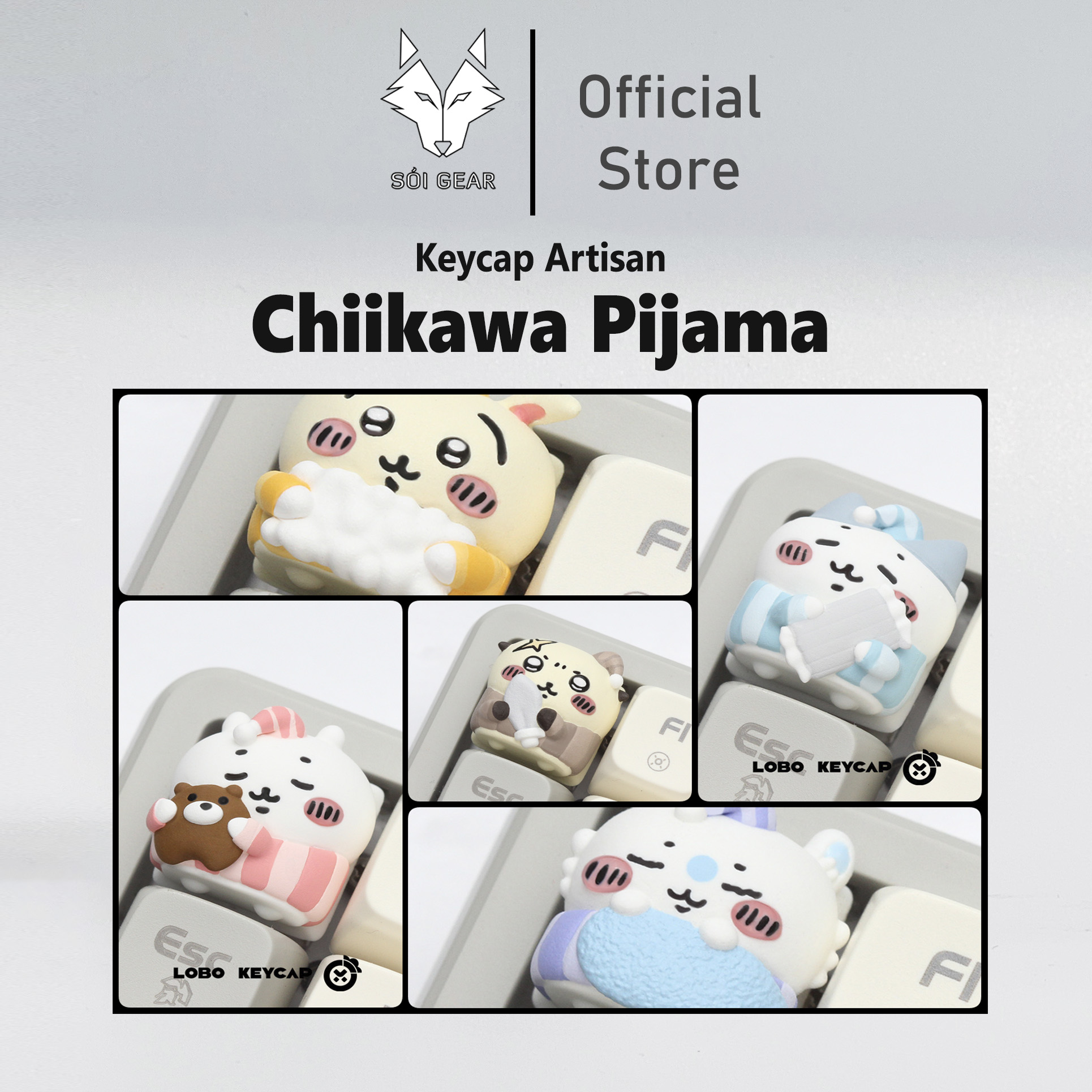 Keycap Lobo Artisan Chiikawa Pijama