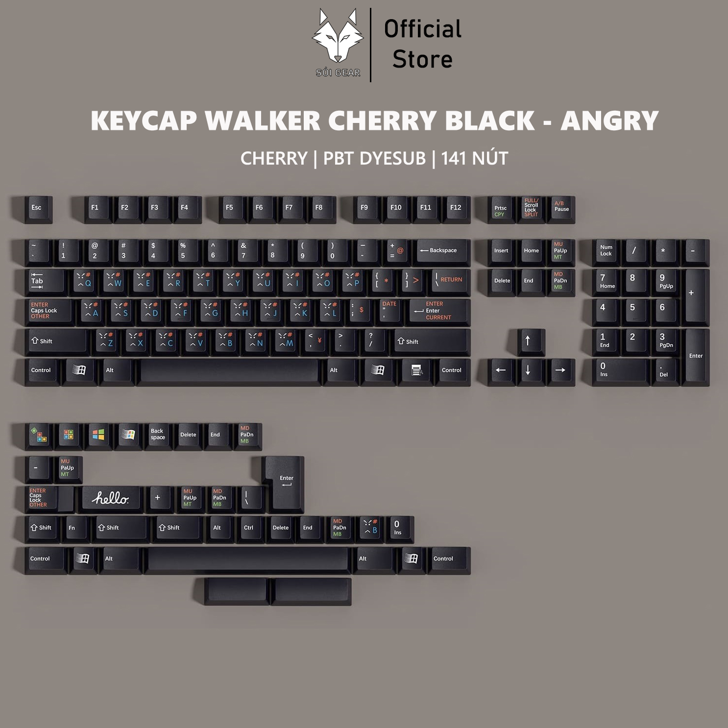 Keycap Walker Cherry  Black - Angry PBT Dyesub