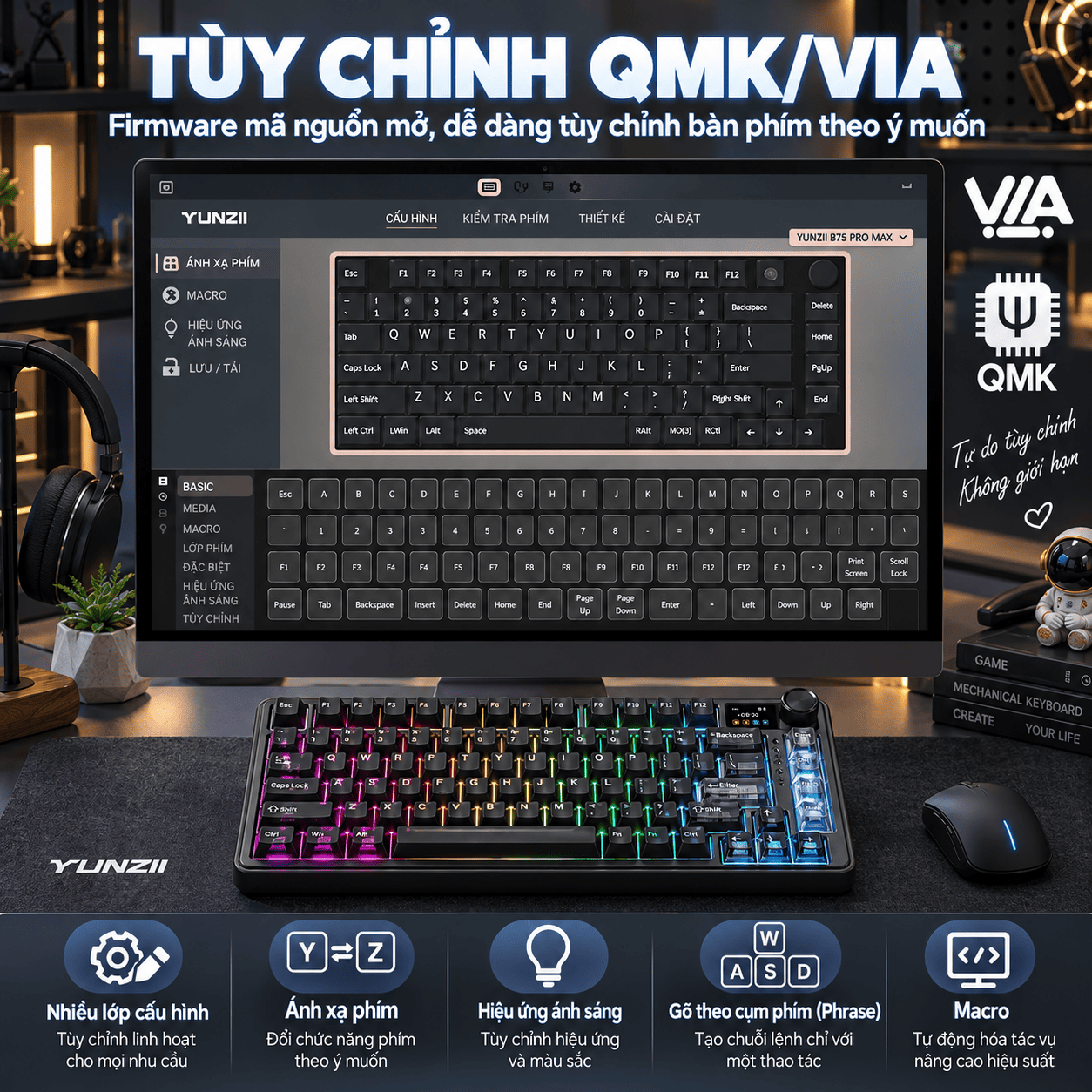 Bàn phím cơ Yunzii B75 Pro Max