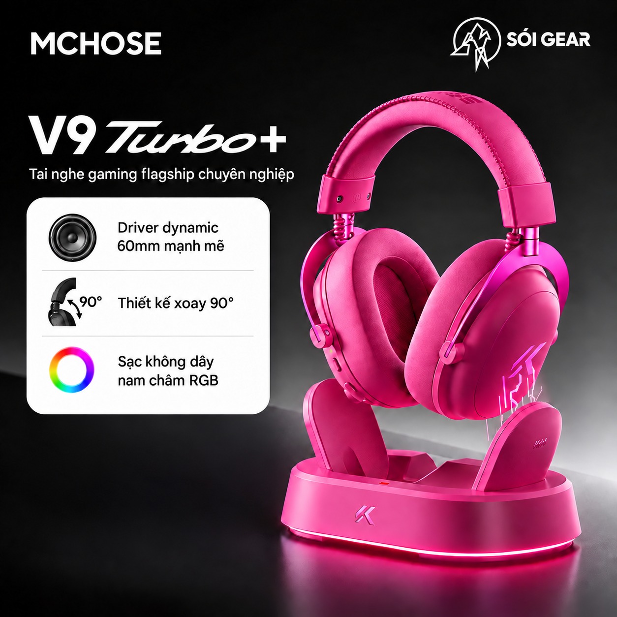 Tai nghe Gaming không dây MCHOSE V9 Turbo+
