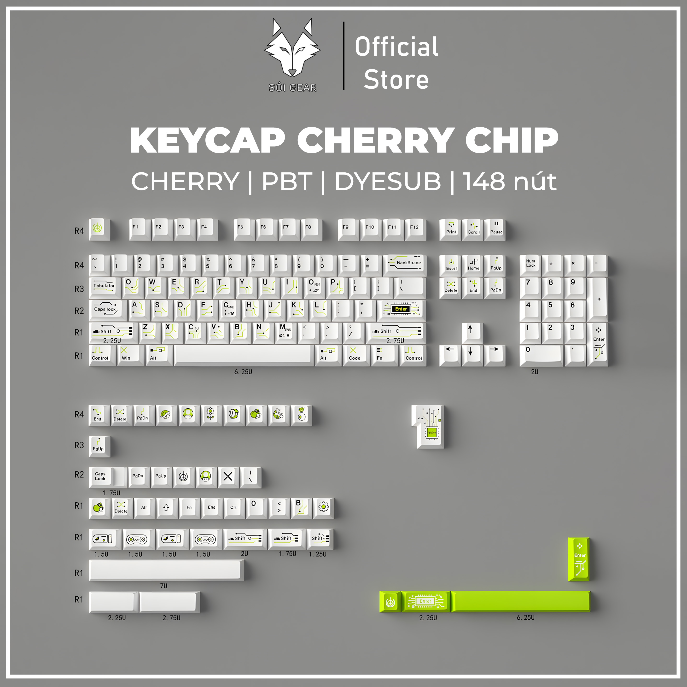 Keycap Cherry Chip PBT Dyesub