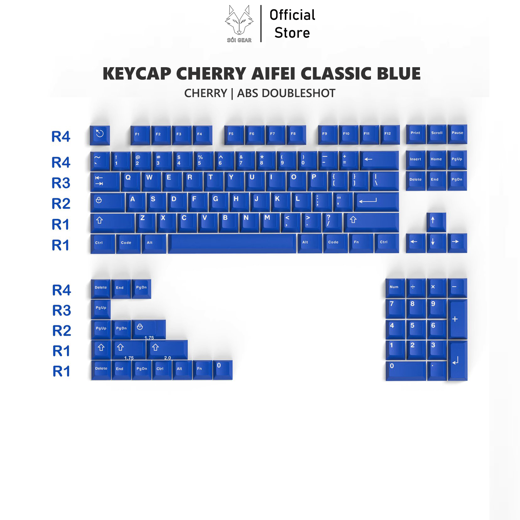 Keycap Cherry Aifei Classic Blue ABS Doubleshot