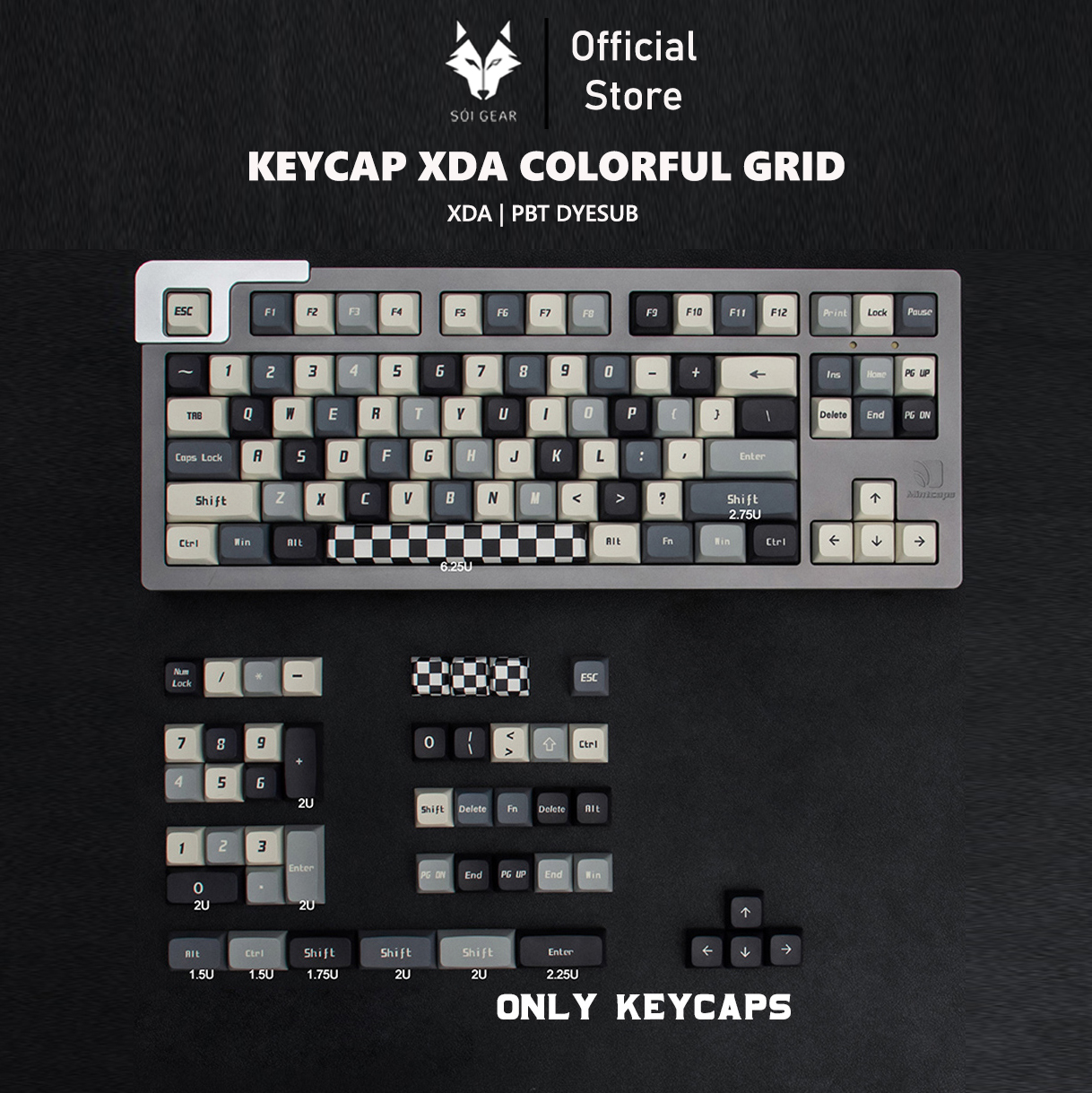 Keycap XDA Colorful Grid PBT Dyesub