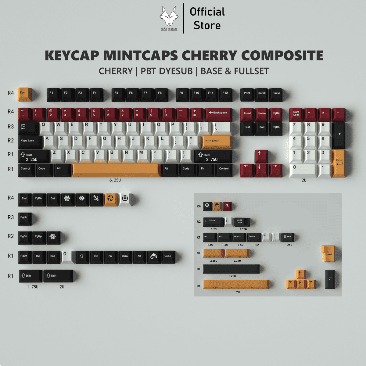 Keycap Mintcaps Cherry Composite PBT Dyesub