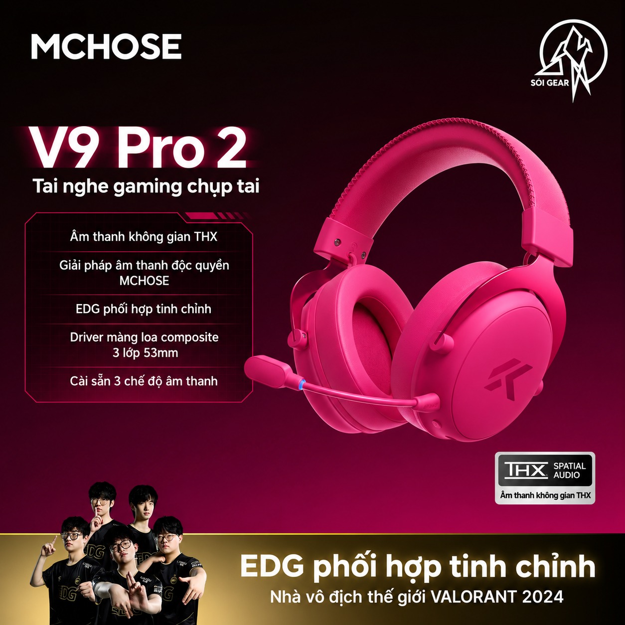 Tai nghe Gaming Không dây Mchose V9 Pro | V9 Pro2