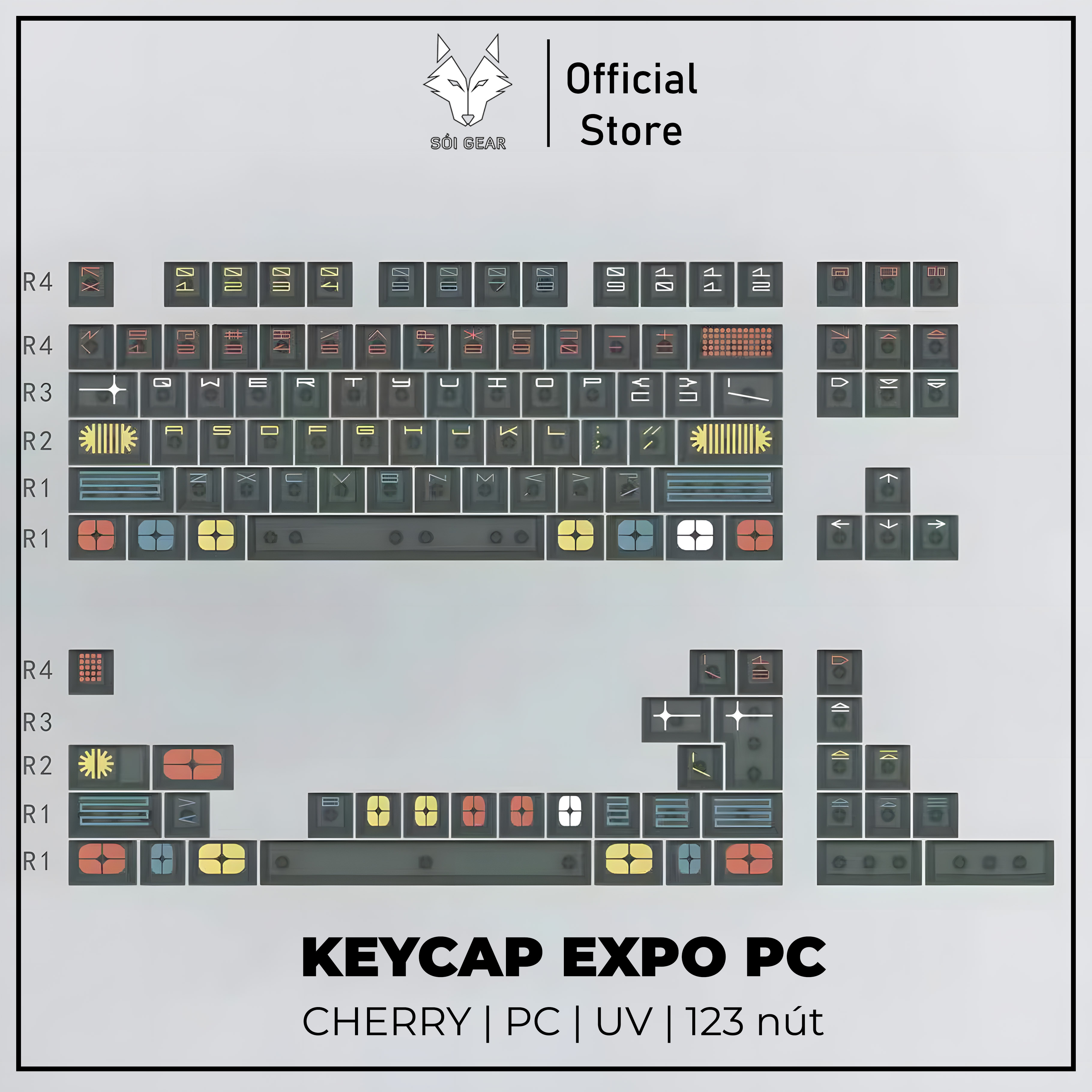 Keycap Mintcaps Cherry EXPO PC Xuyên led UV Print