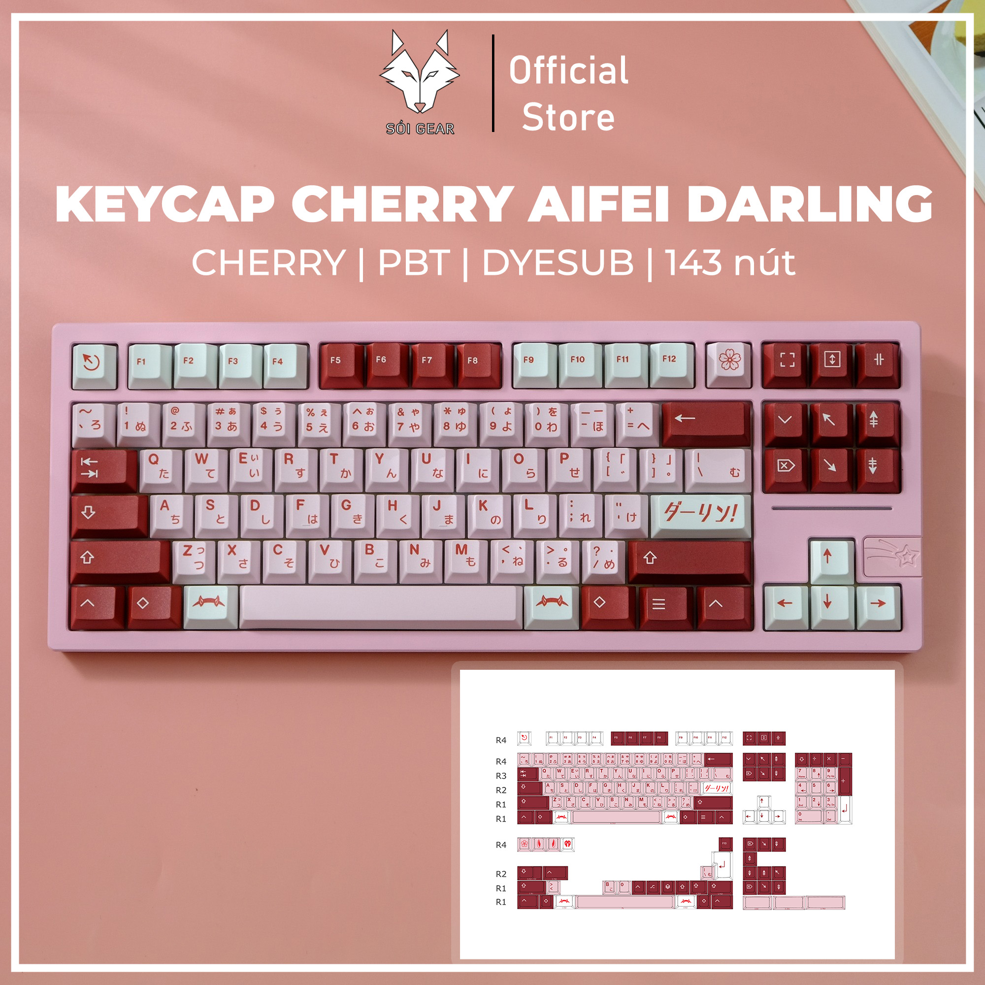 Keycap Cherry Aifei Darling PBT dyesub