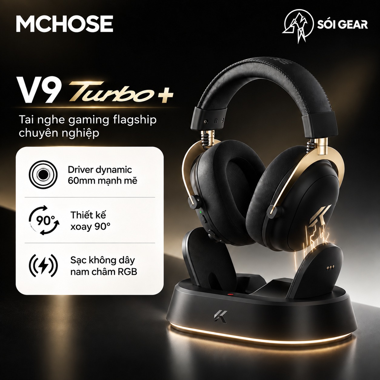 Tai nghe Gaming không dây MCHOSE V9 Turbo+