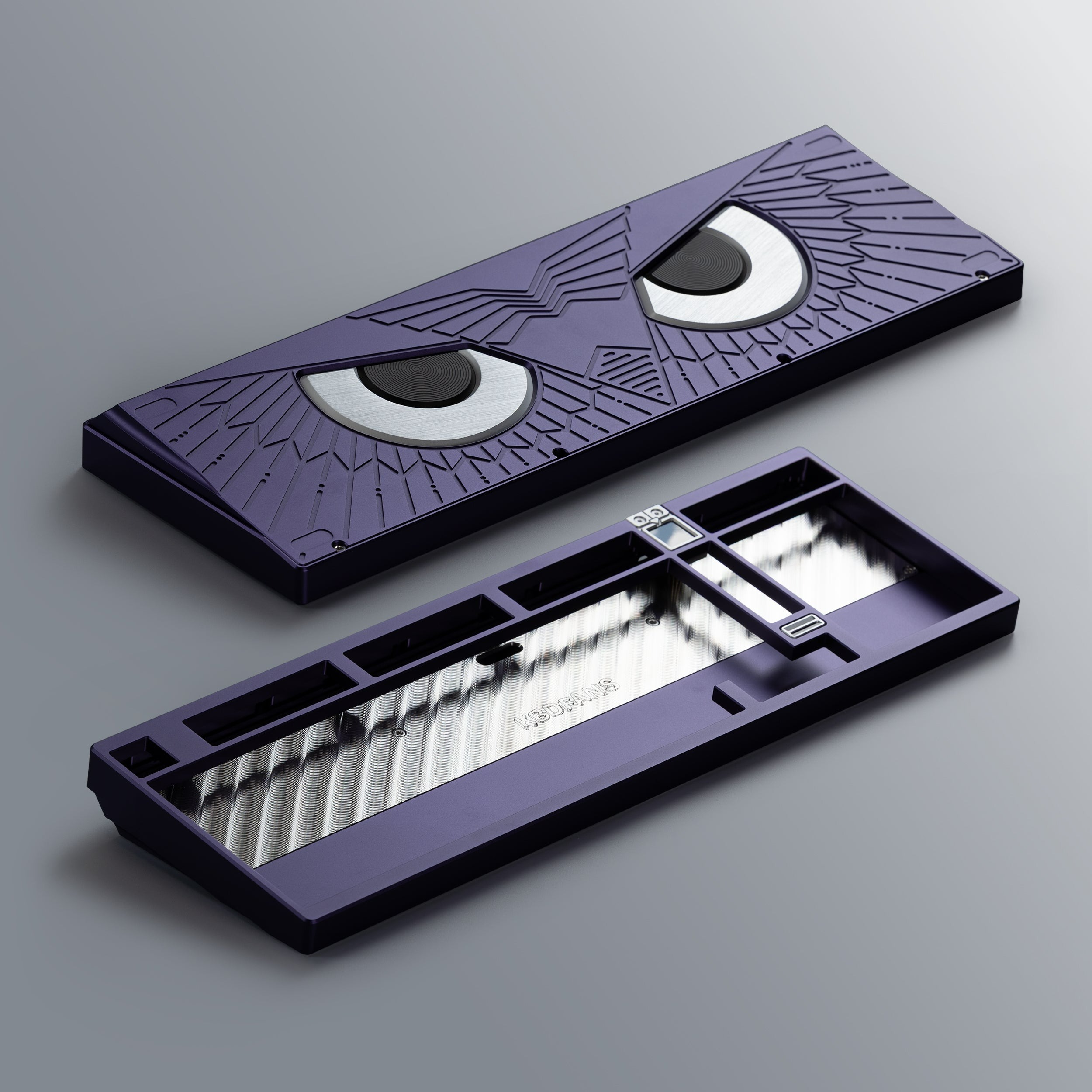 [In Stock] Athena1800 - Anod Dark Purple - Cover Plate SS - Plate FR4 - PCB + foam hotswap - LCD Anod Silver