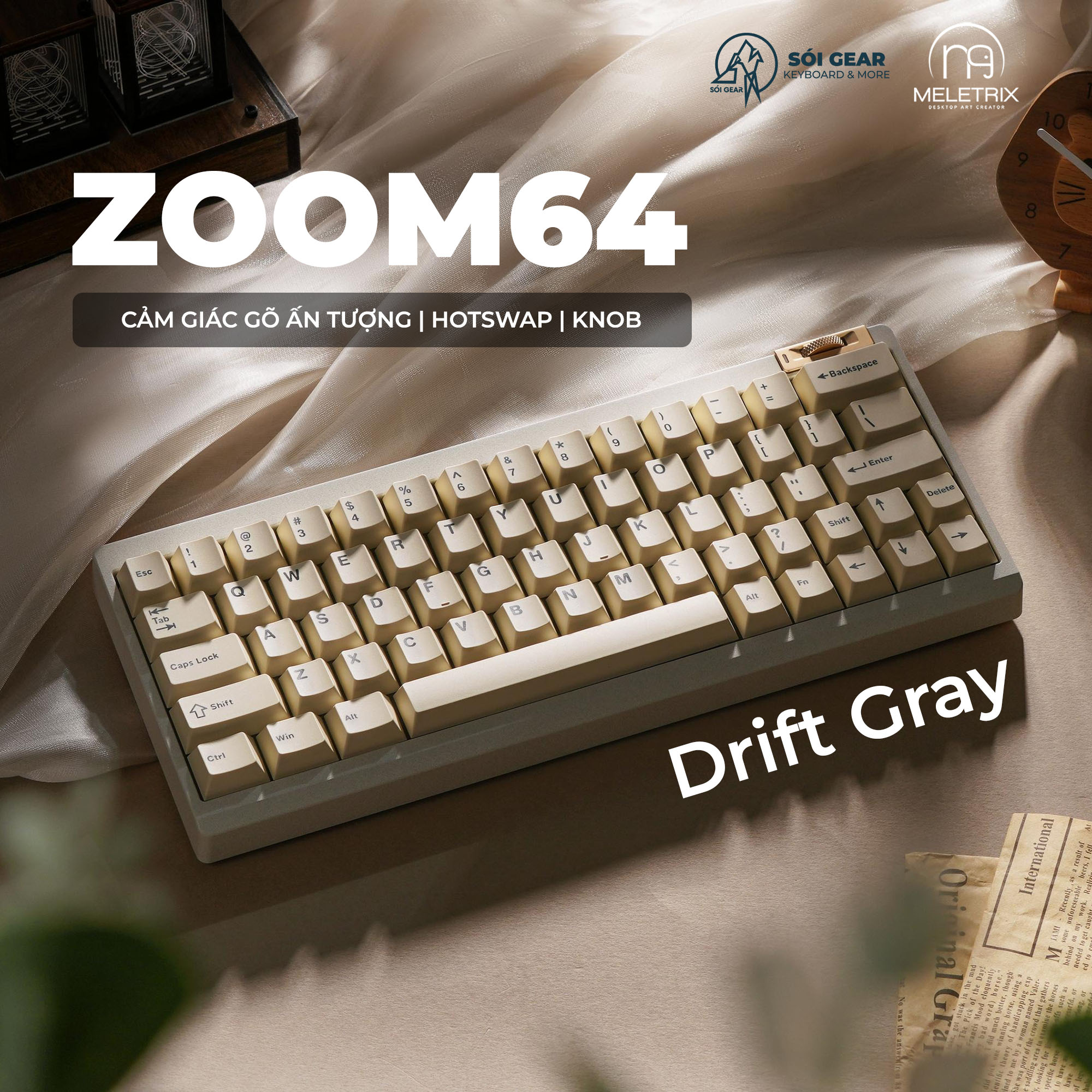 [In Stock] Zoom64 Mechanial Keyboard Kit - Drift Gray