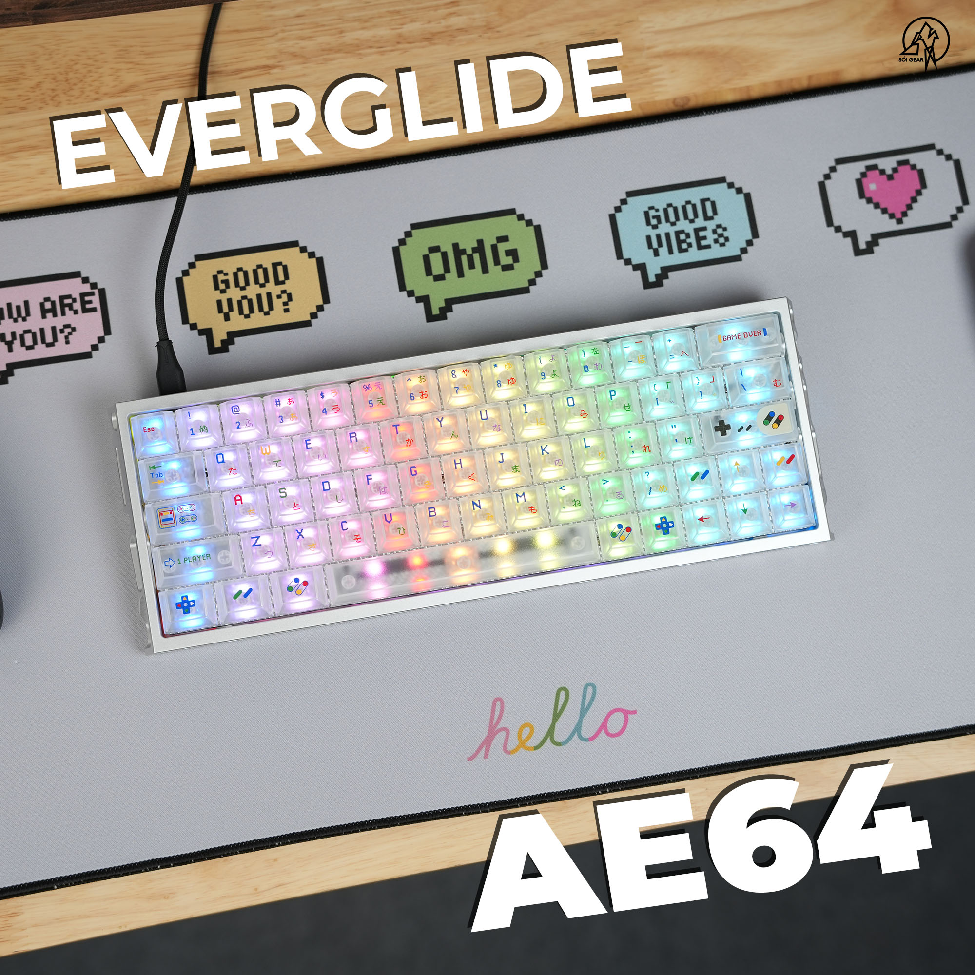 [Prebuilt by Sói] Everglide AE64Pro HE - Gateron Magnetic Jade Max - SFC PC Trắng