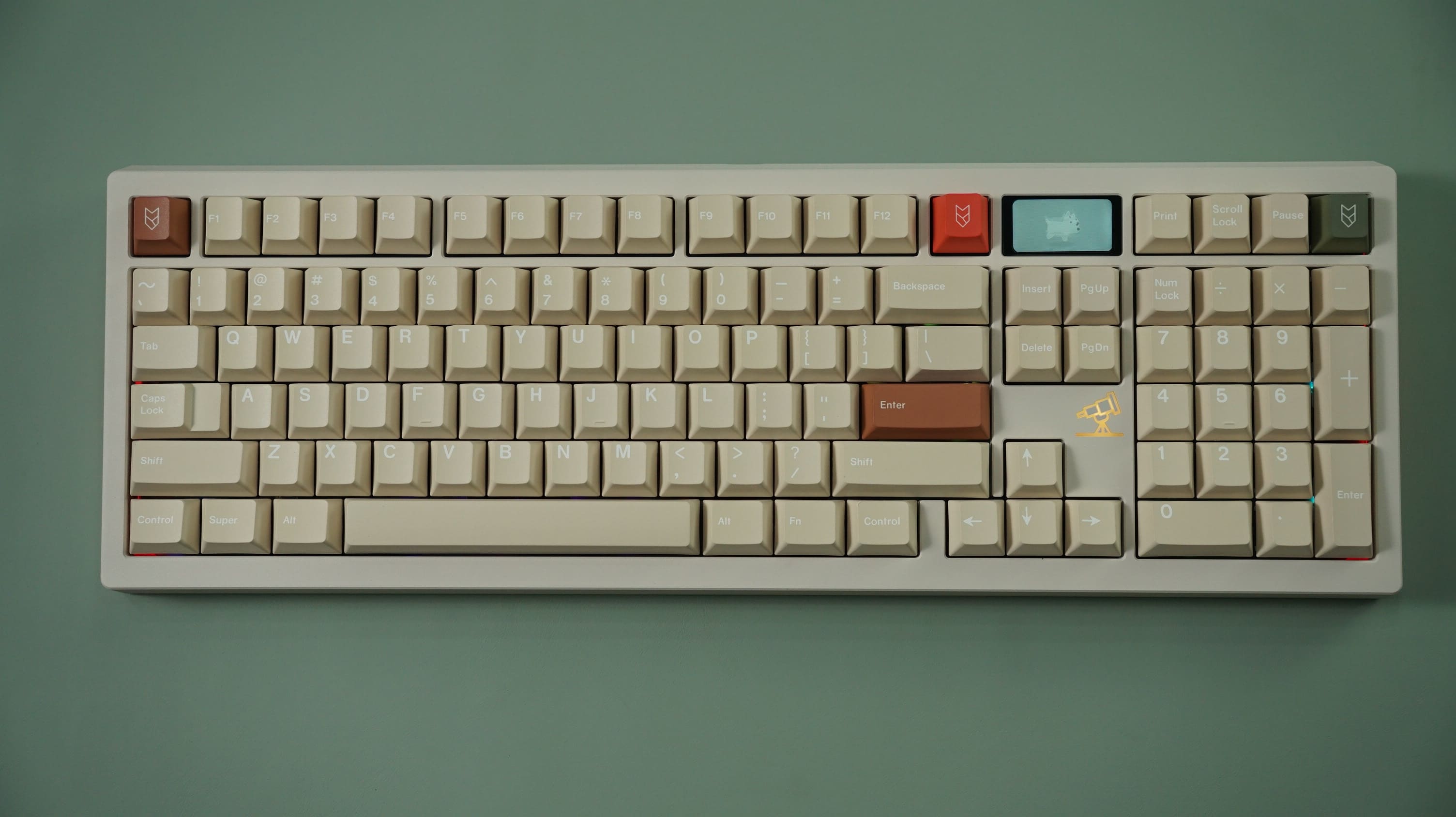 [Prebuilt by Sói] Zoom98 EE Milk Tea - WS Red - Walker Cherry Modern Stone PBT Dyesub