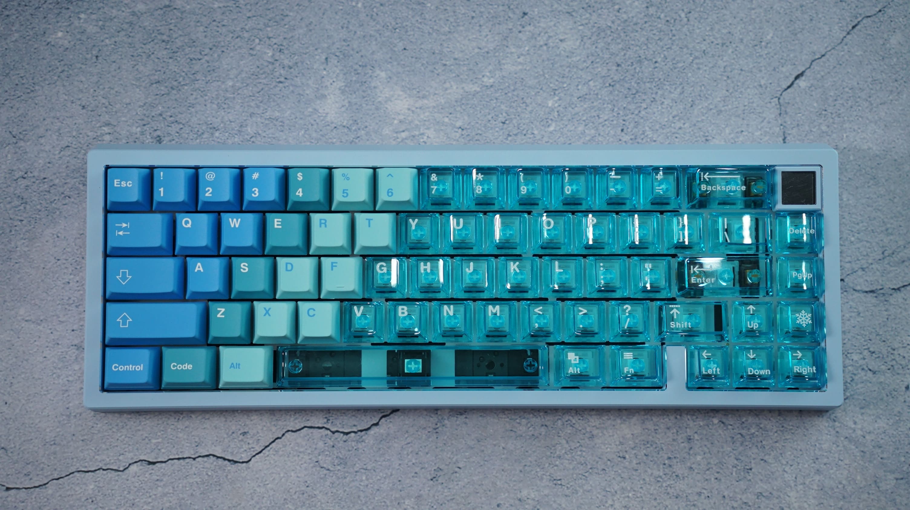 [Prebuilt by Sói] Zoom65 V3 - E-Sky Blue - Silver Chamfer - Neo Azure - Mintcaps Núi Tuyết - Xanh Trời Full
