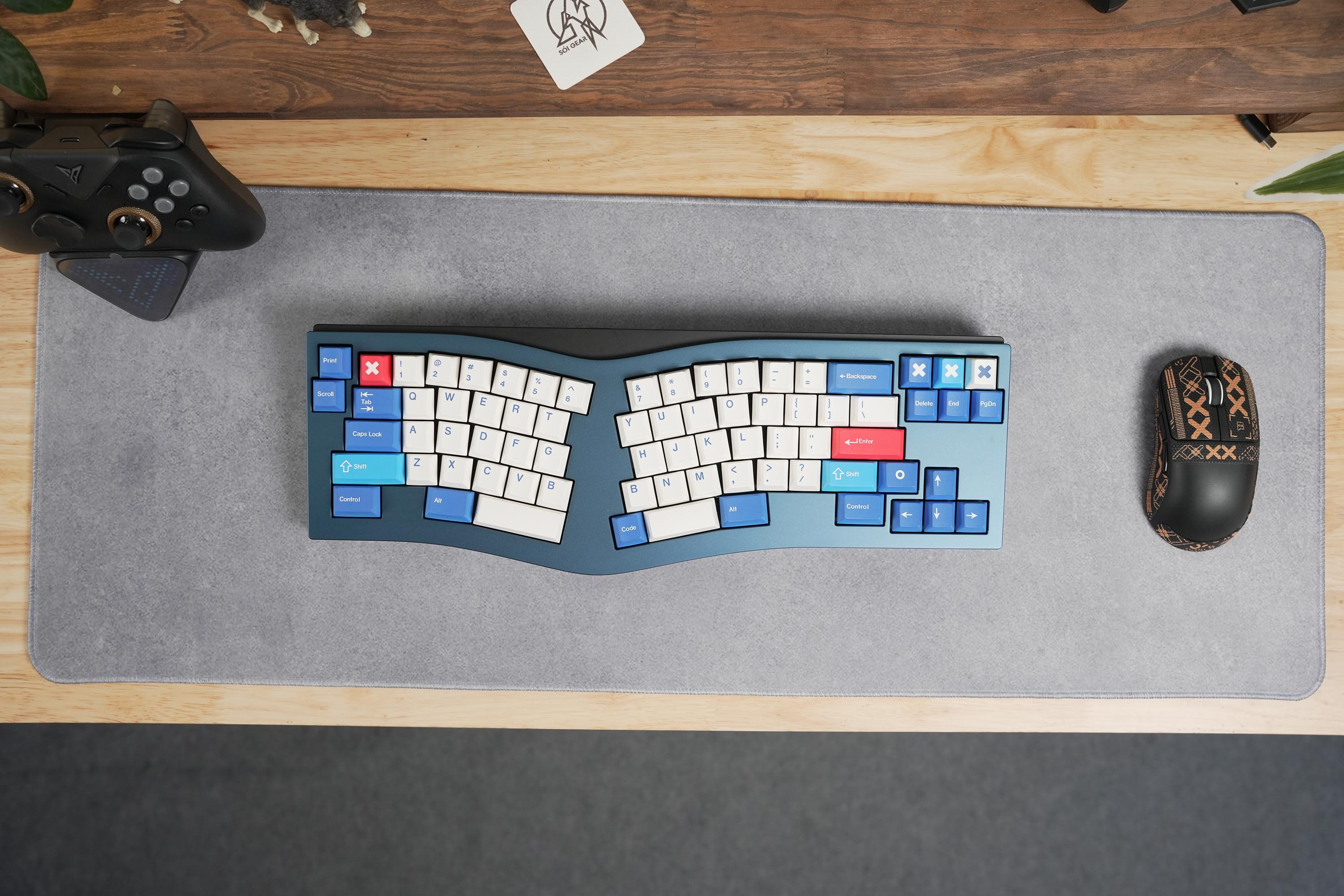 [Prebuilt by Sói] Sand Glass Ergo 70 Navy - Kailh BCP - Walker Kirkkins Cherry PBT Dyesub