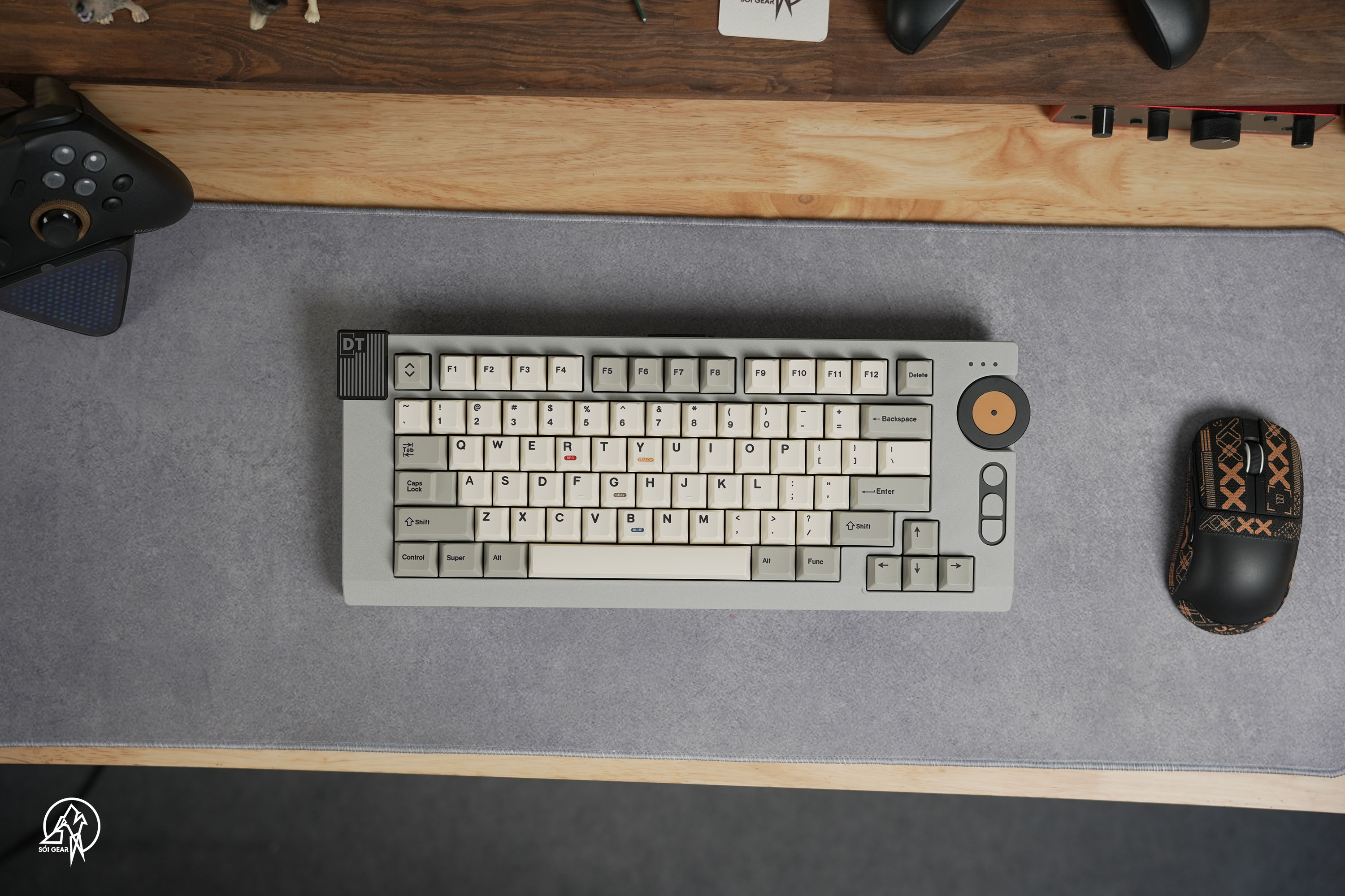 [Prebuilt by Sói] VINTEM75 Cement Gray - Keygeek Full Nylon - Mintcaps Cherry Retro100