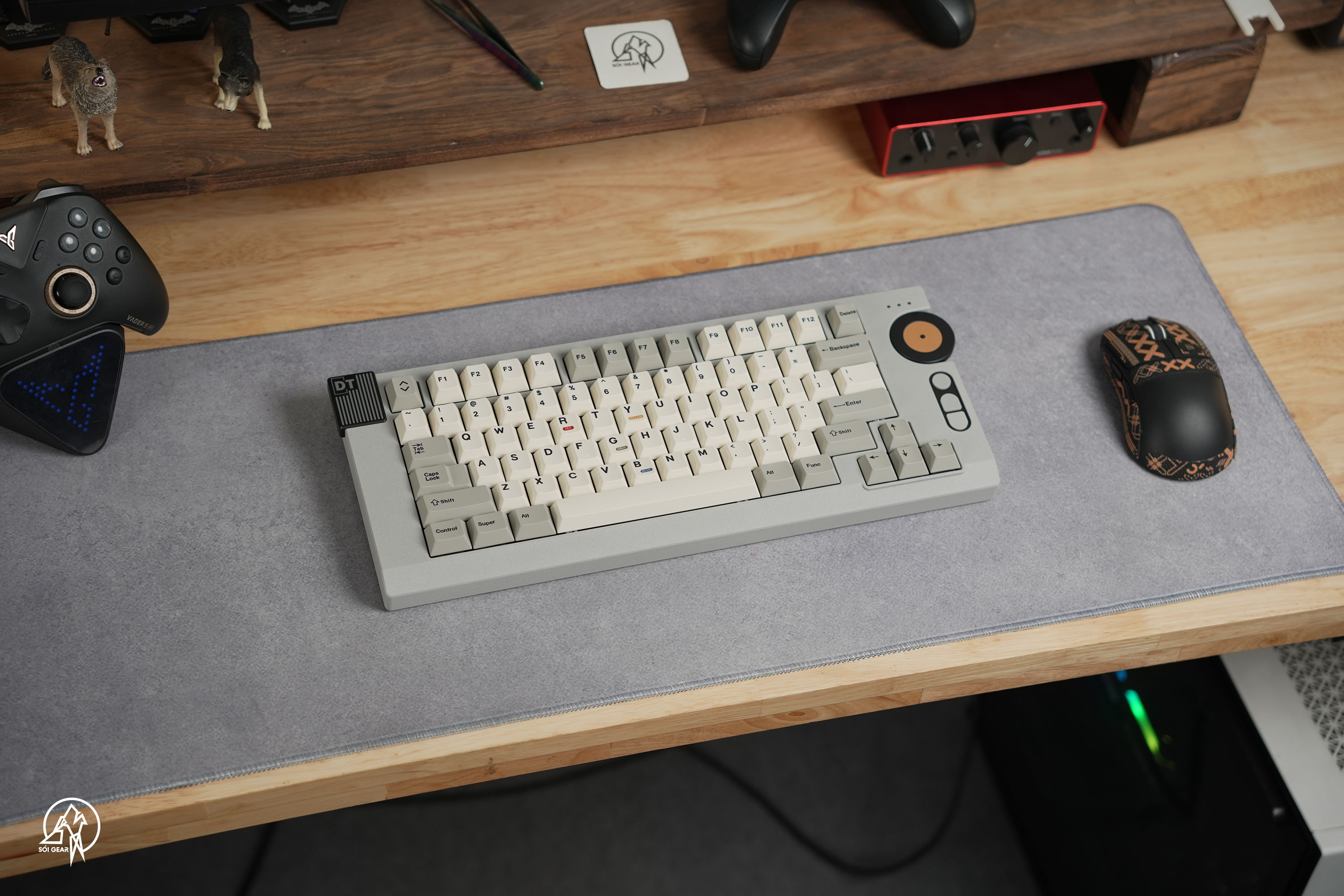 [Prebuilt by Sói] VINTEM75 Cement Gray - Keygeek Full Nylon - Mintcaps Cherry Retro100