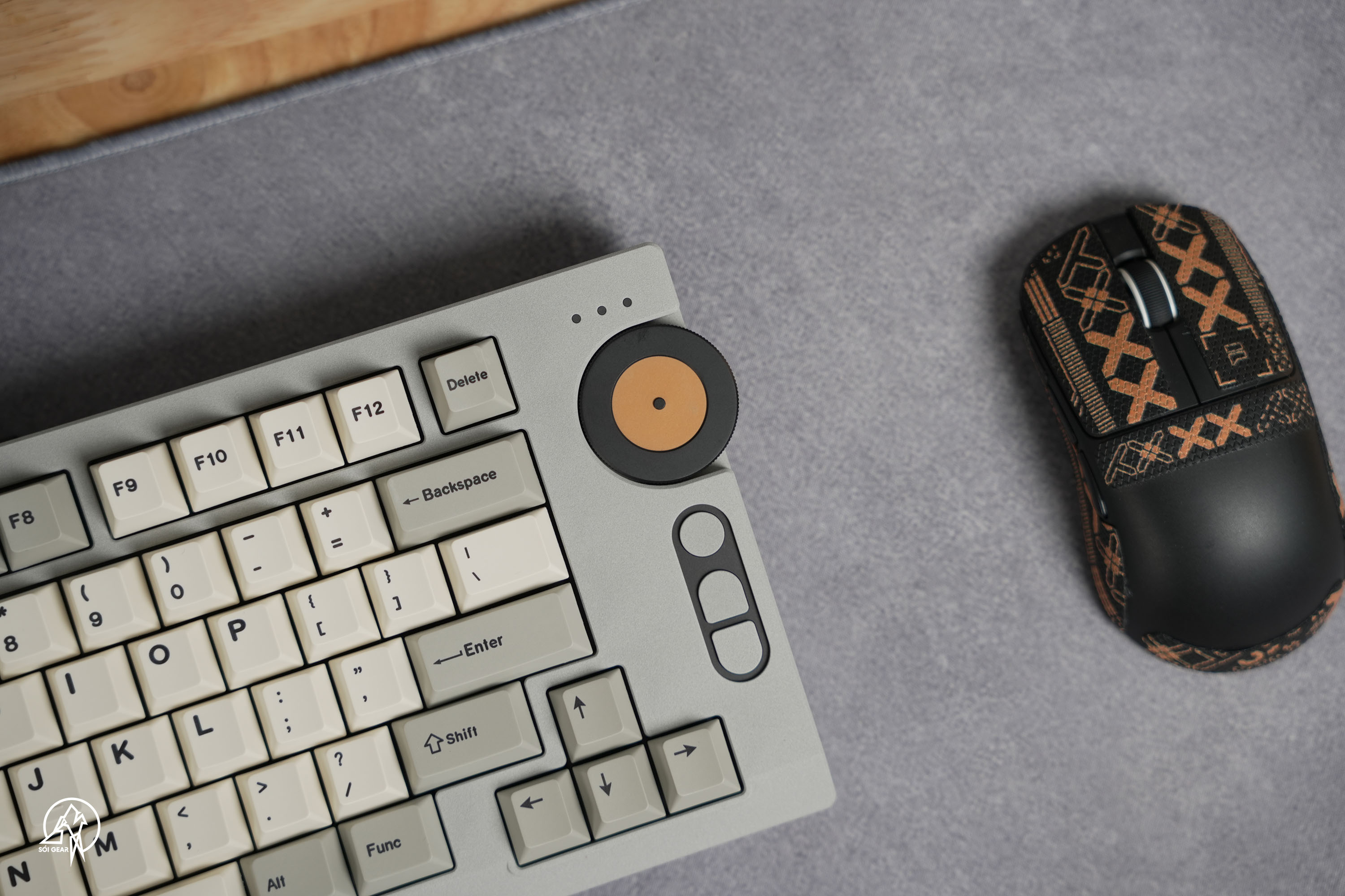 [Prebuilt by Sói] VINTEM75 Cement Gray - Keygeek Full Nylon - Mintcaps Cherry Retro100
