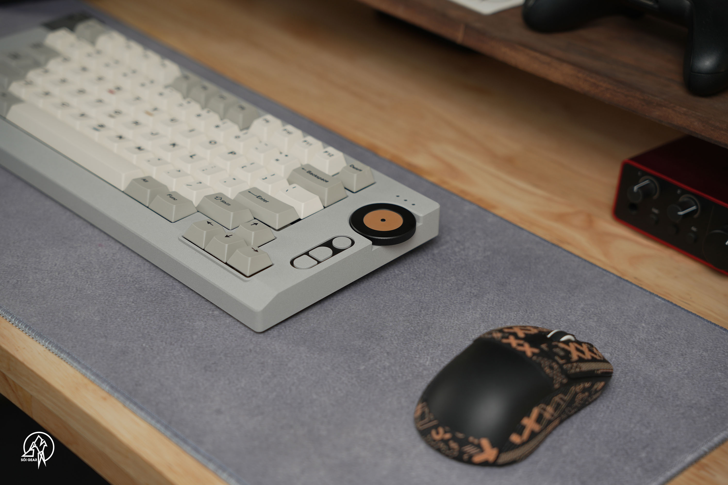 [Prebuilt by Sói] VINTEM75 Cement Gray - Keygeek Full Nylon - Mintcaps Cherry Retro100