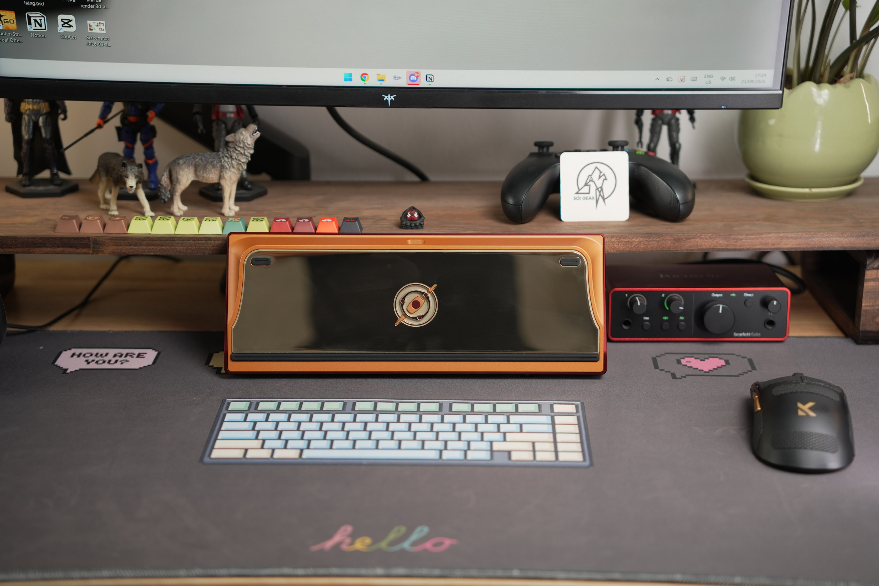 [Prebuilt by Sói] Neo60Cu Burgundy - Neo Amber - AIFEI PYGA Red Semi-Transparent