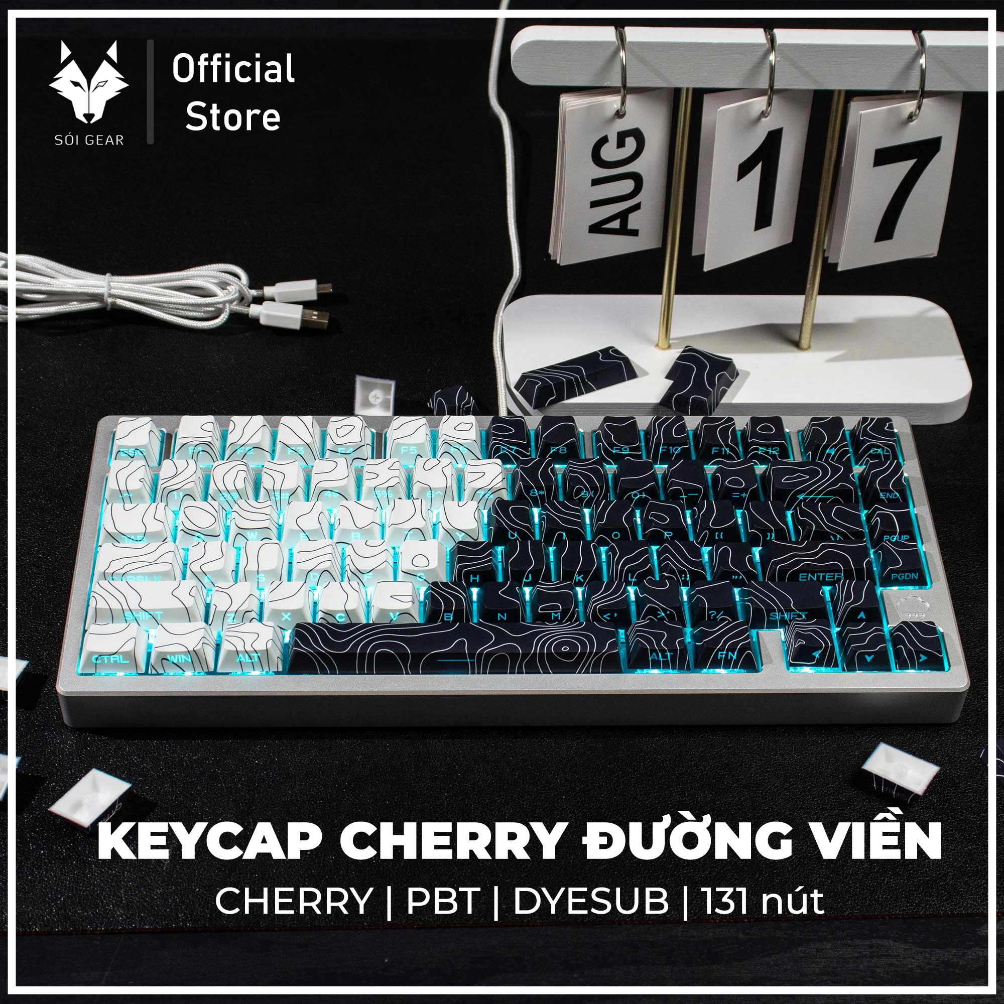 Keycap Cherry Đường Viền PBT Dyesub Xuyên Led