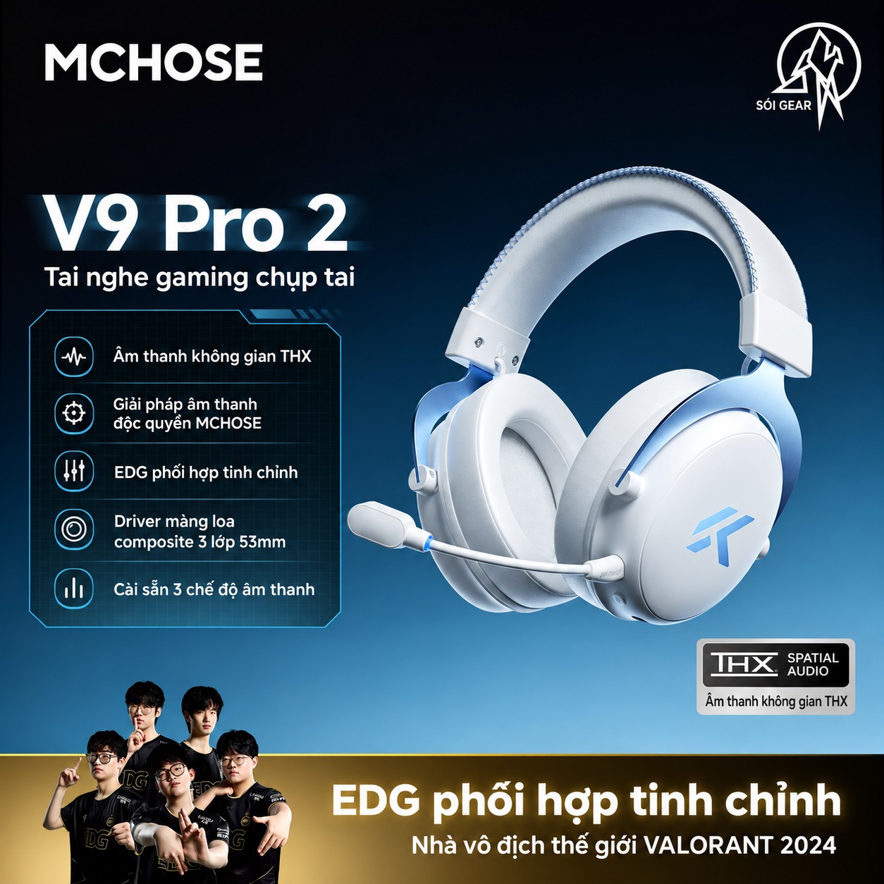Tai nghe Gaming Không dây Mchose V9 Pro | V9 Pro2