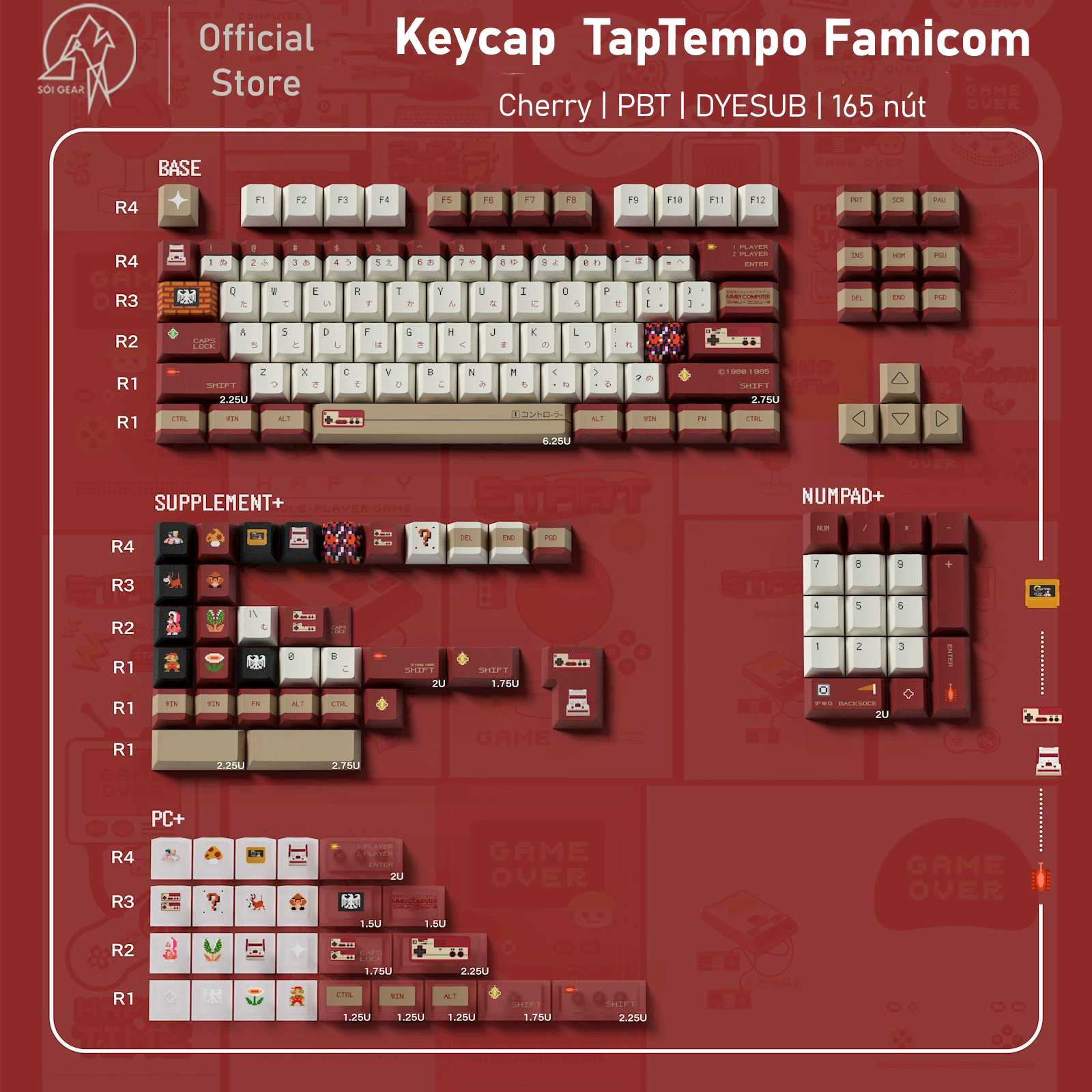 [In Stock] Keycap Cherry TapTempo Famicom PBT Dyesub