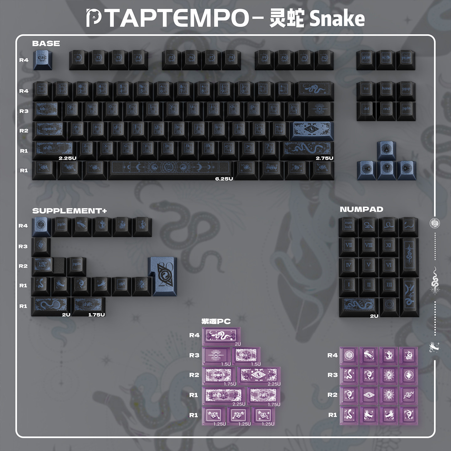 Keycap Cherry Taptempo Metal Snake PBT Dyesub