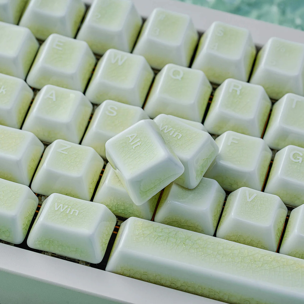 Keycap sứ Cerakey V2 - Green Crazed
