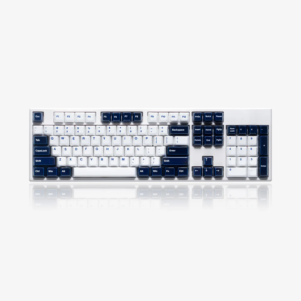 Keycap sứ Cerakey V2 - Indigo&White Glossy Full set