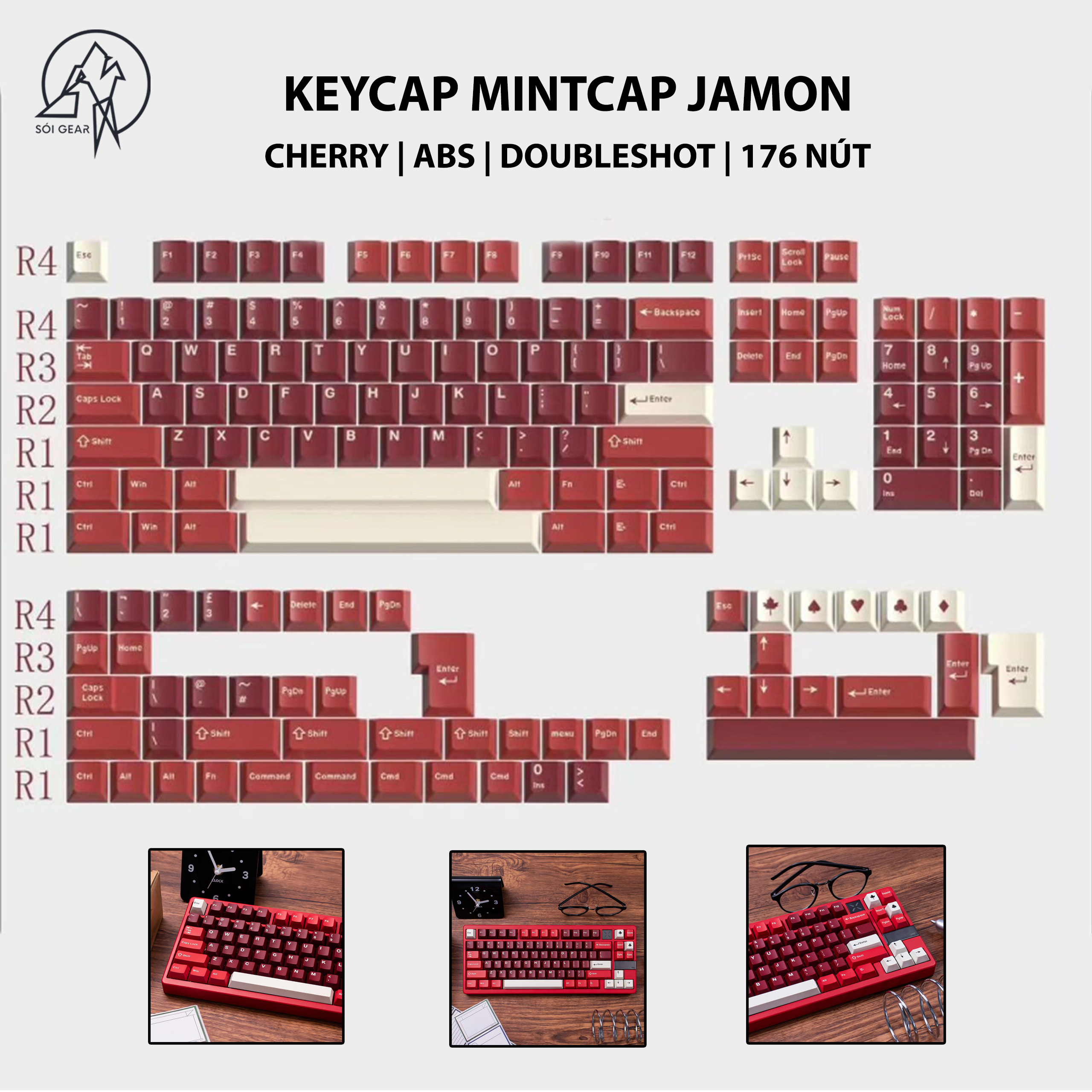 Keycap Mintcaps Cherry Jamon ABS Doubleshot