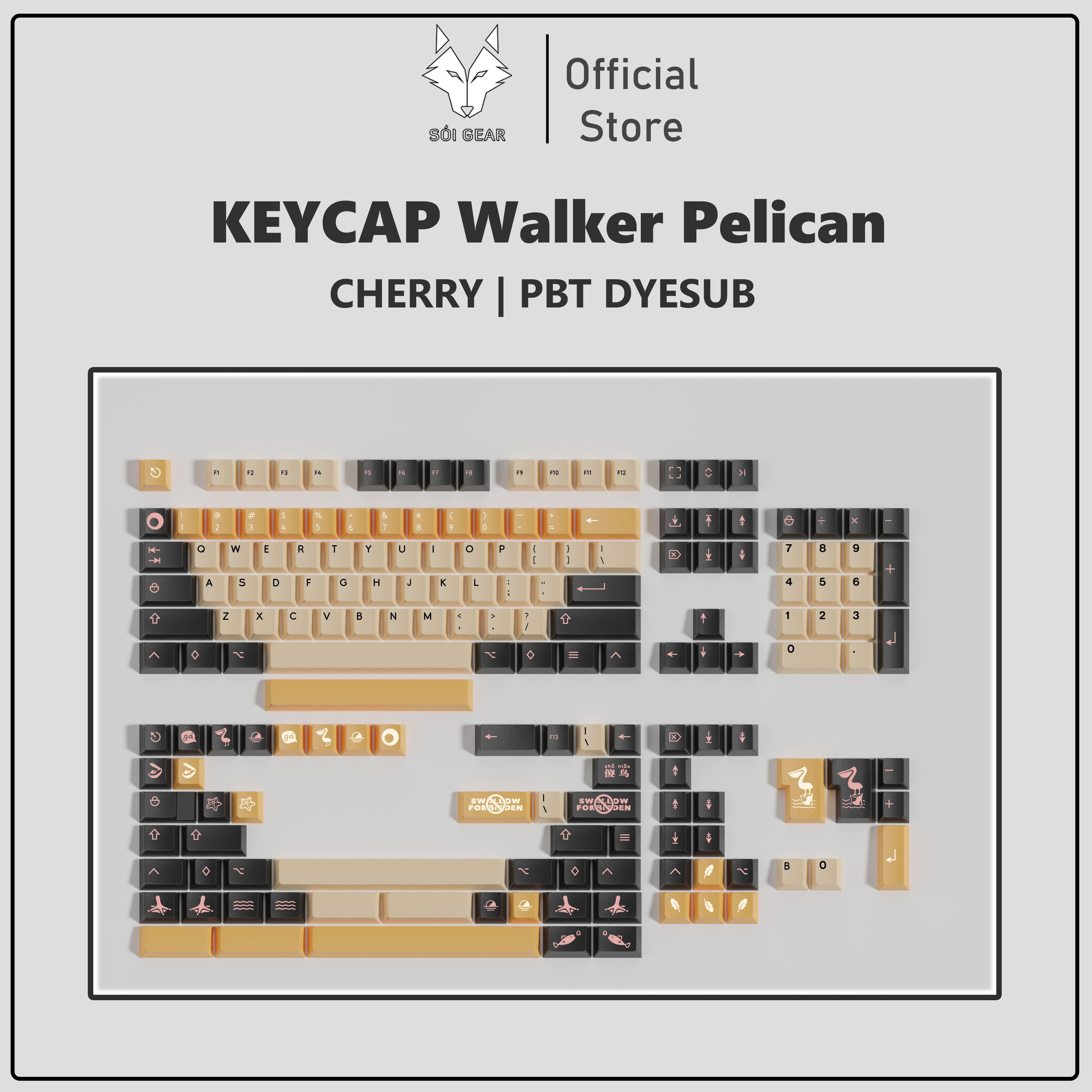 [Instock] Keycap Walker Cherry Pelican PBT Dyesub