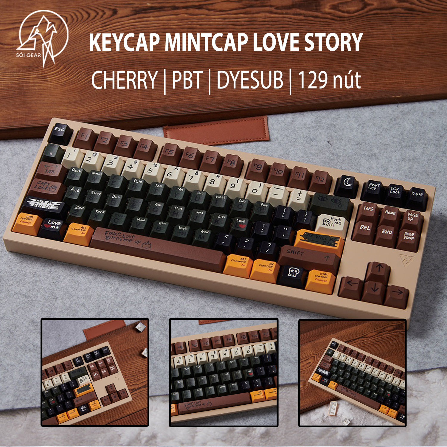 Keycap Mintcap Cherry Love Story PBT Dyesub