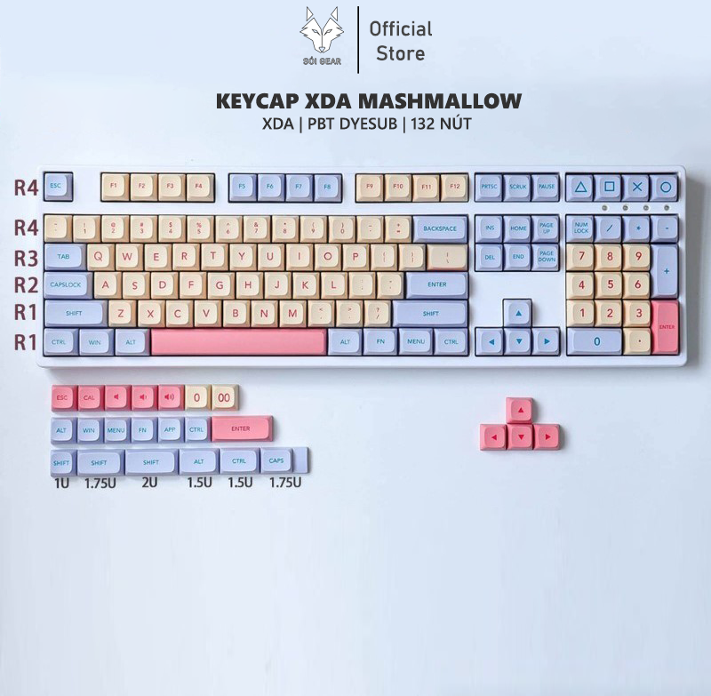 [In-stock] Keycap XDA Mashmallow PBT Dyesub