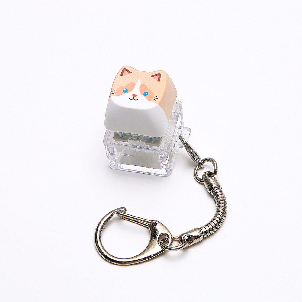 Test Switch Móc khóa Trong suốt Keycap Mèo dễ thương 1 nút