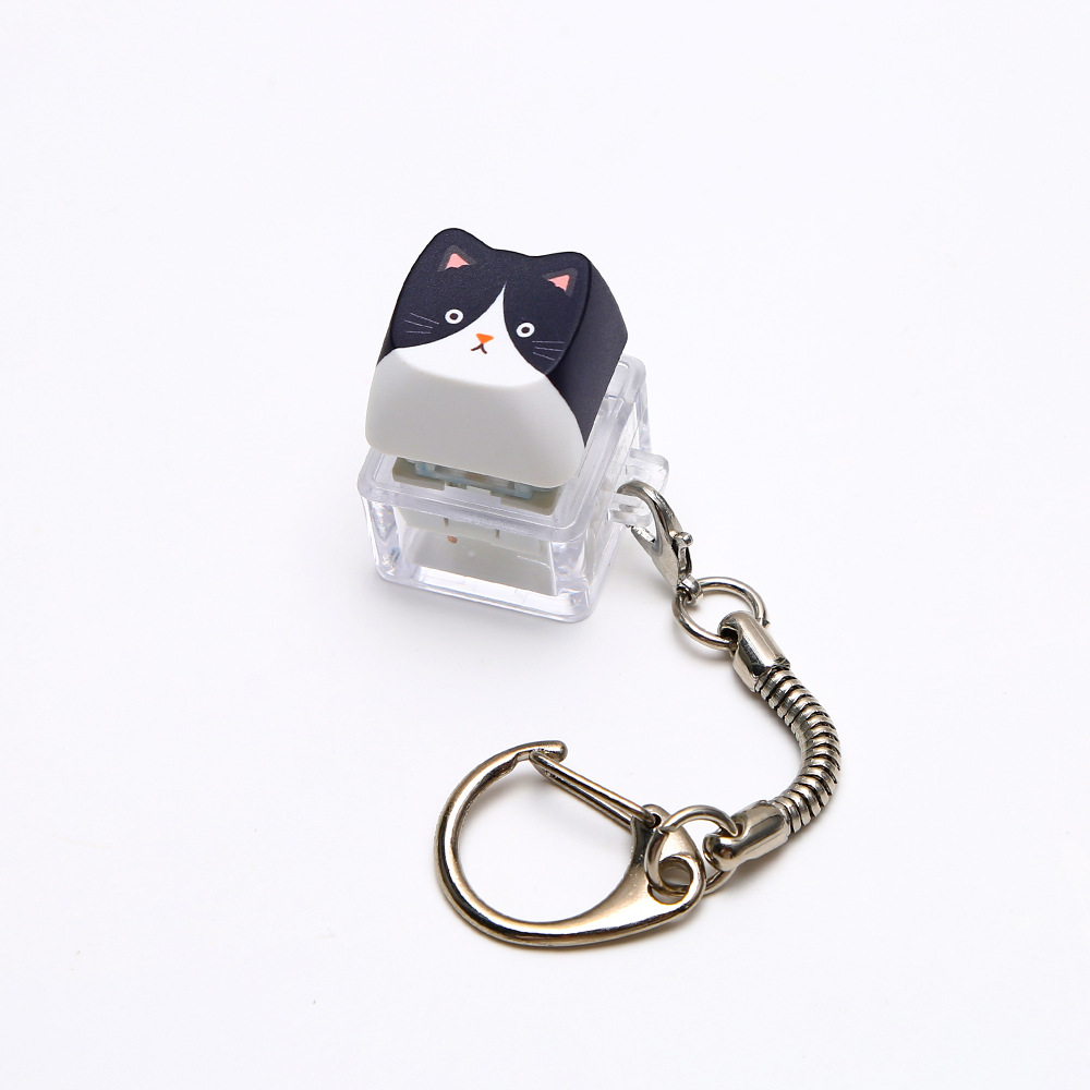 Test Switch Móc khóa Trong suốt Keycap Mèo dễ thương 1 nút