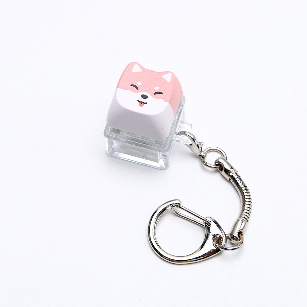 Test Switch Móc khóa Trong suốt Keycap Mèo dễ thương 1 nút