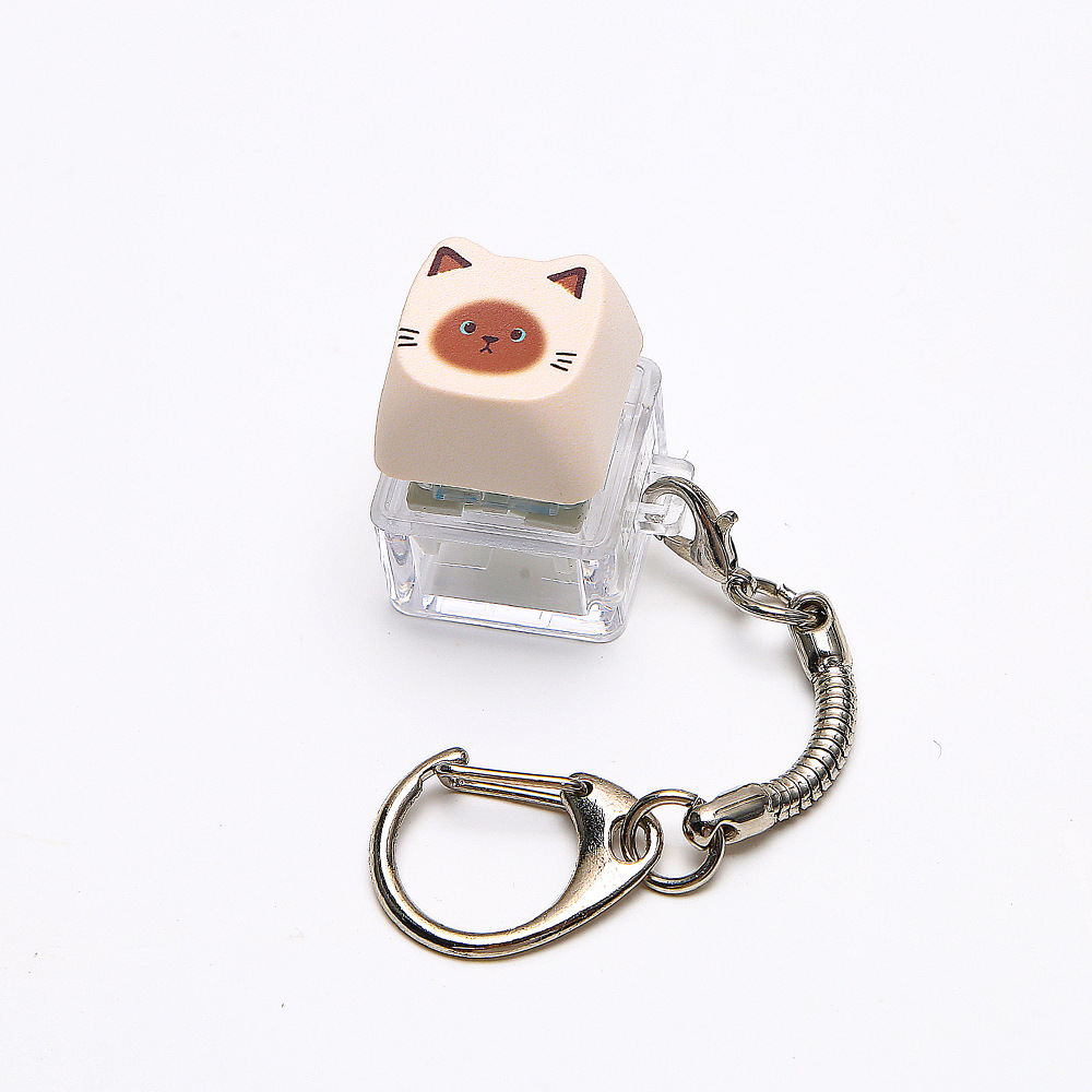 Test Switch Móc khóa Trong suốt Keycap Mèo dễ thương 1 nút