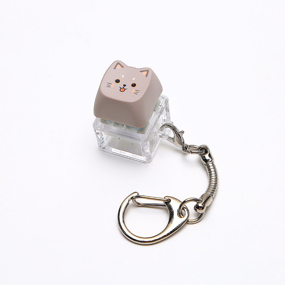 Test Switch Móc khóa Trong suốt Keycap Mèo dễ thương 1 nút